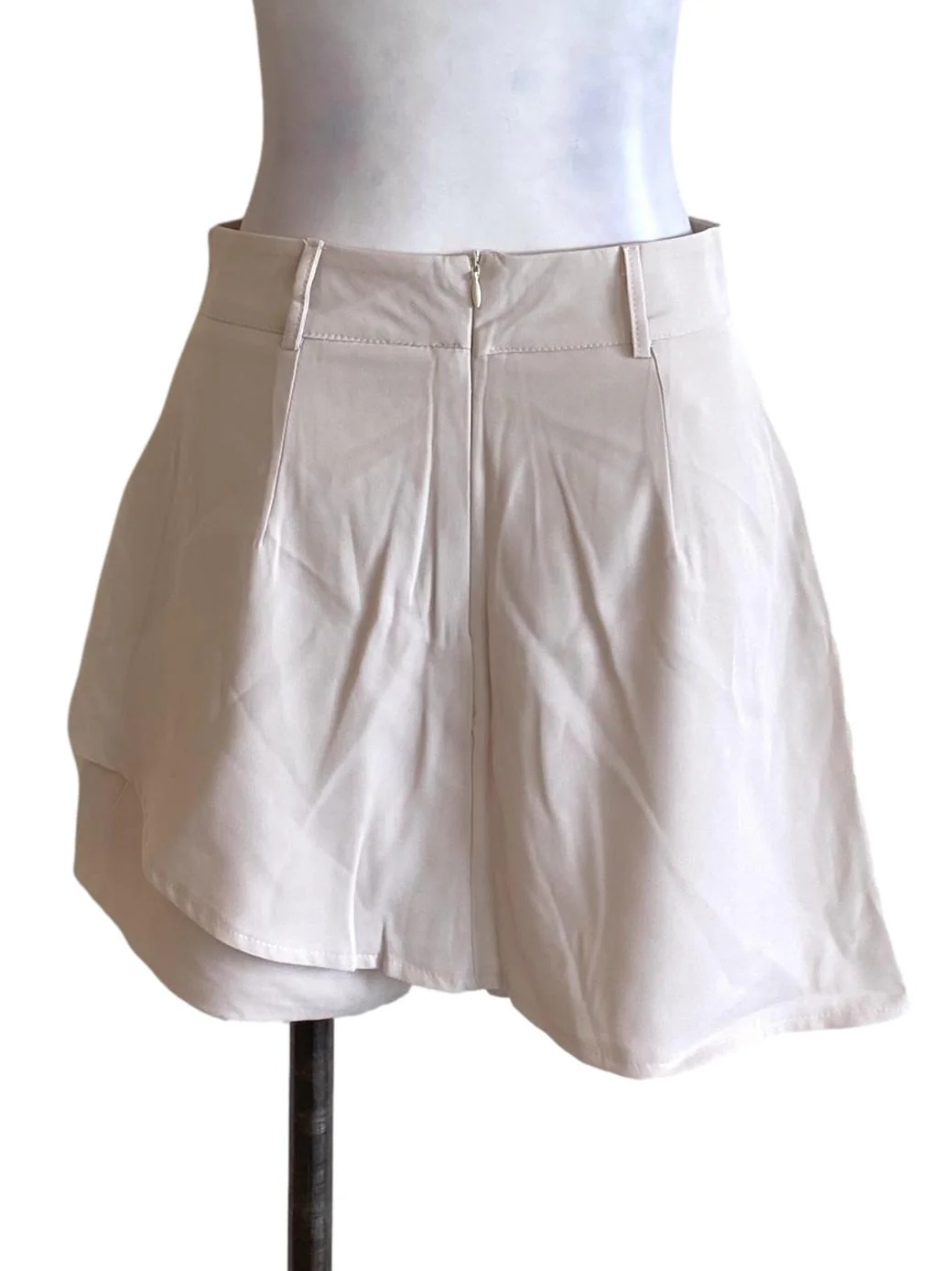Khaki Brown Plain Loose Asymetrical Skort - Image 2