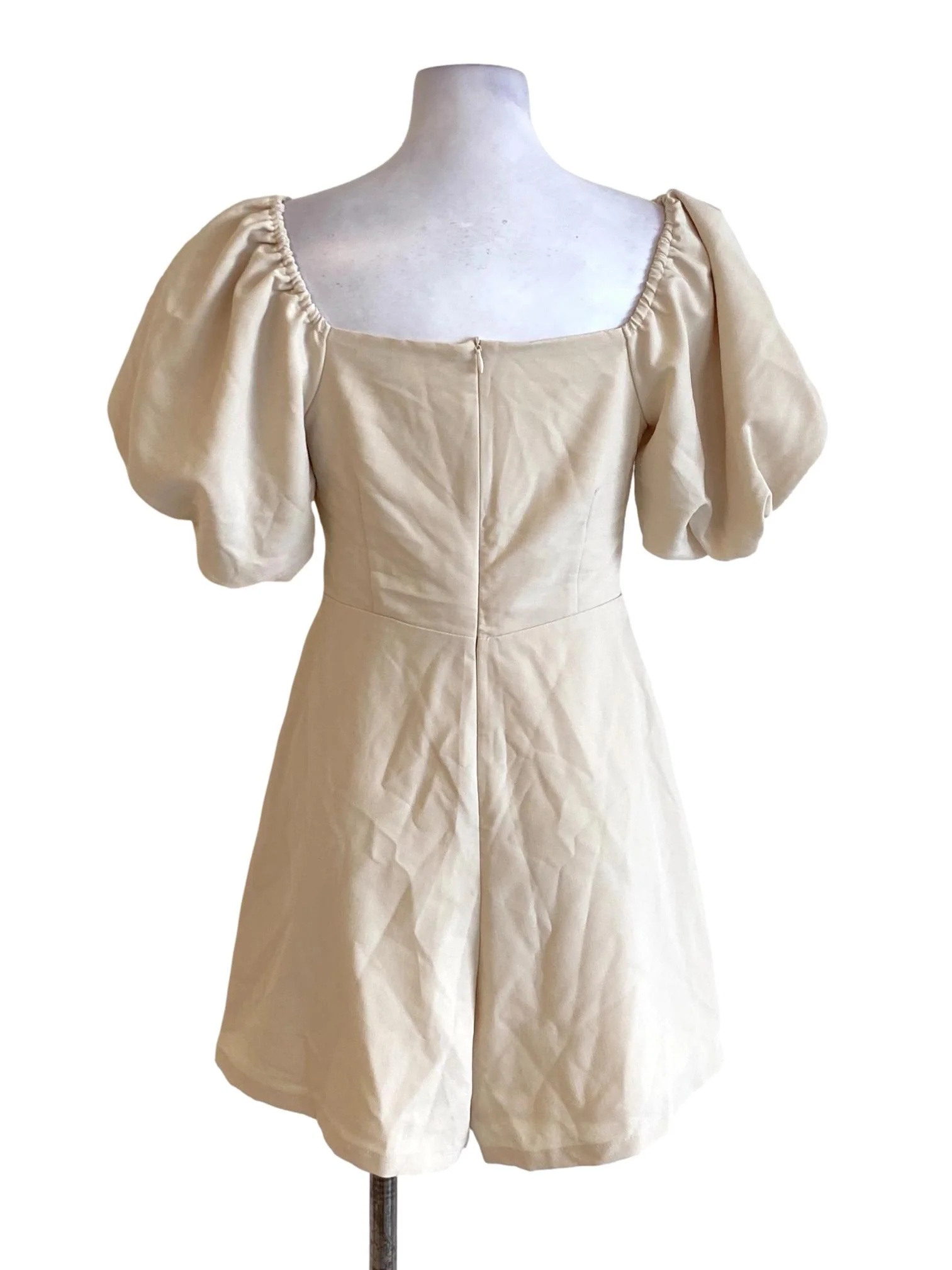 Khaki Brown Puffed Double Closure Bust Romper - Image 2