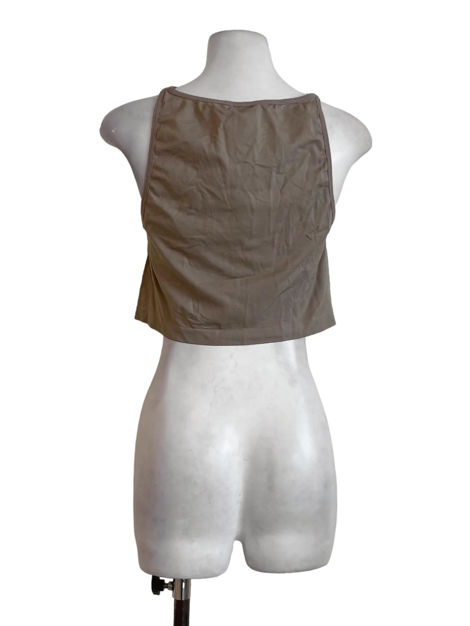 Khaki Cropped Sleeveless Top - Image 2