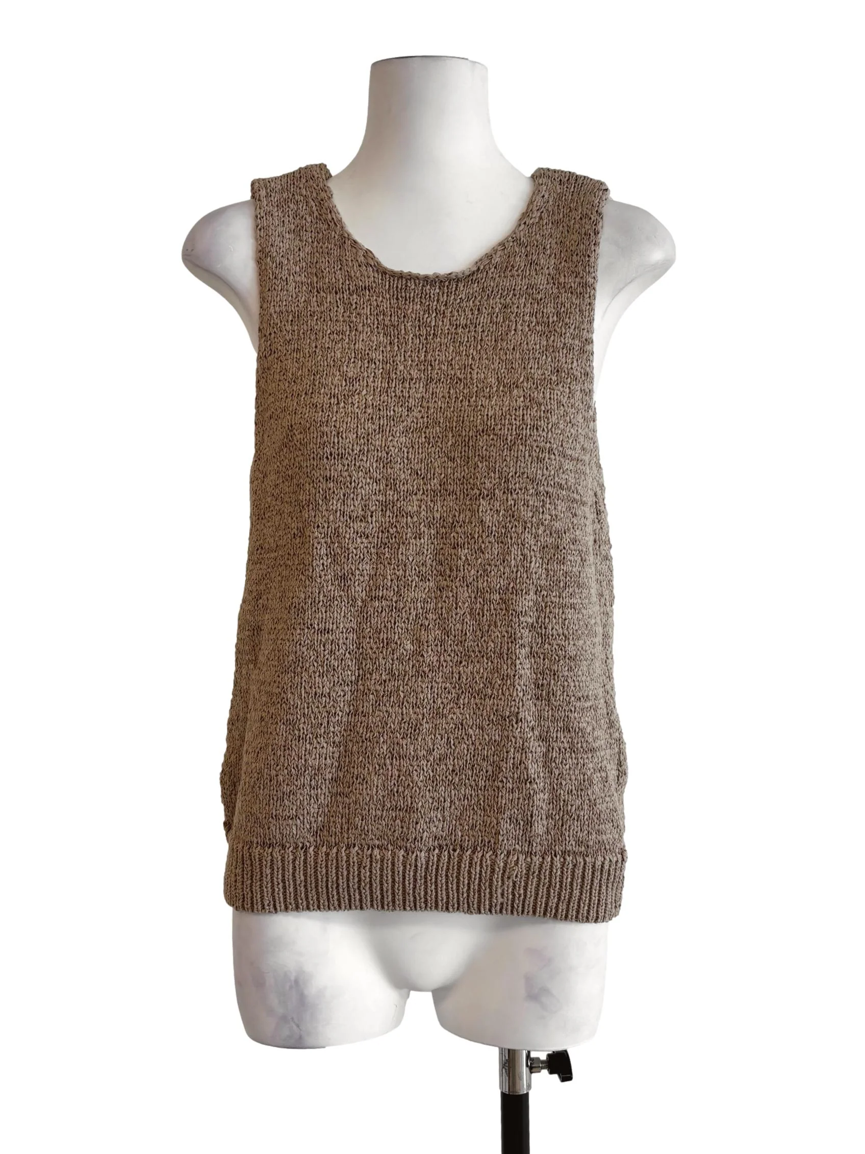 Khaki Sleeveless Knit Top