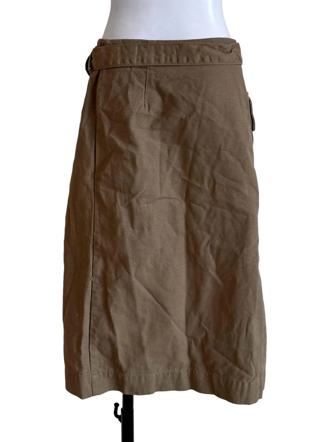 Khaki Utility Wrap Midi Skirt - Image 2