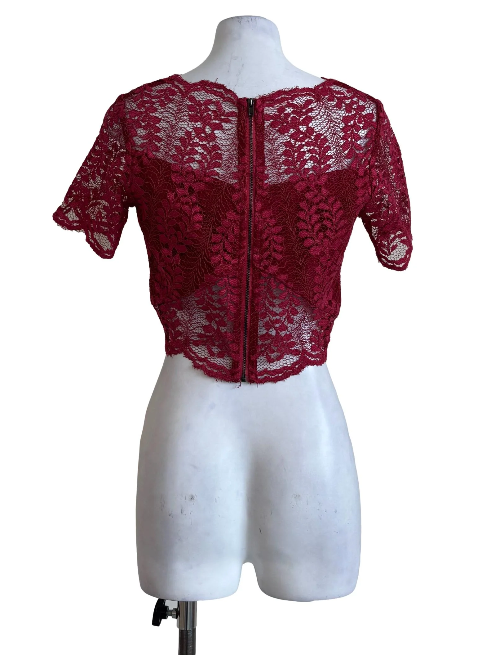 Lace Red V Neck Top - Image 2