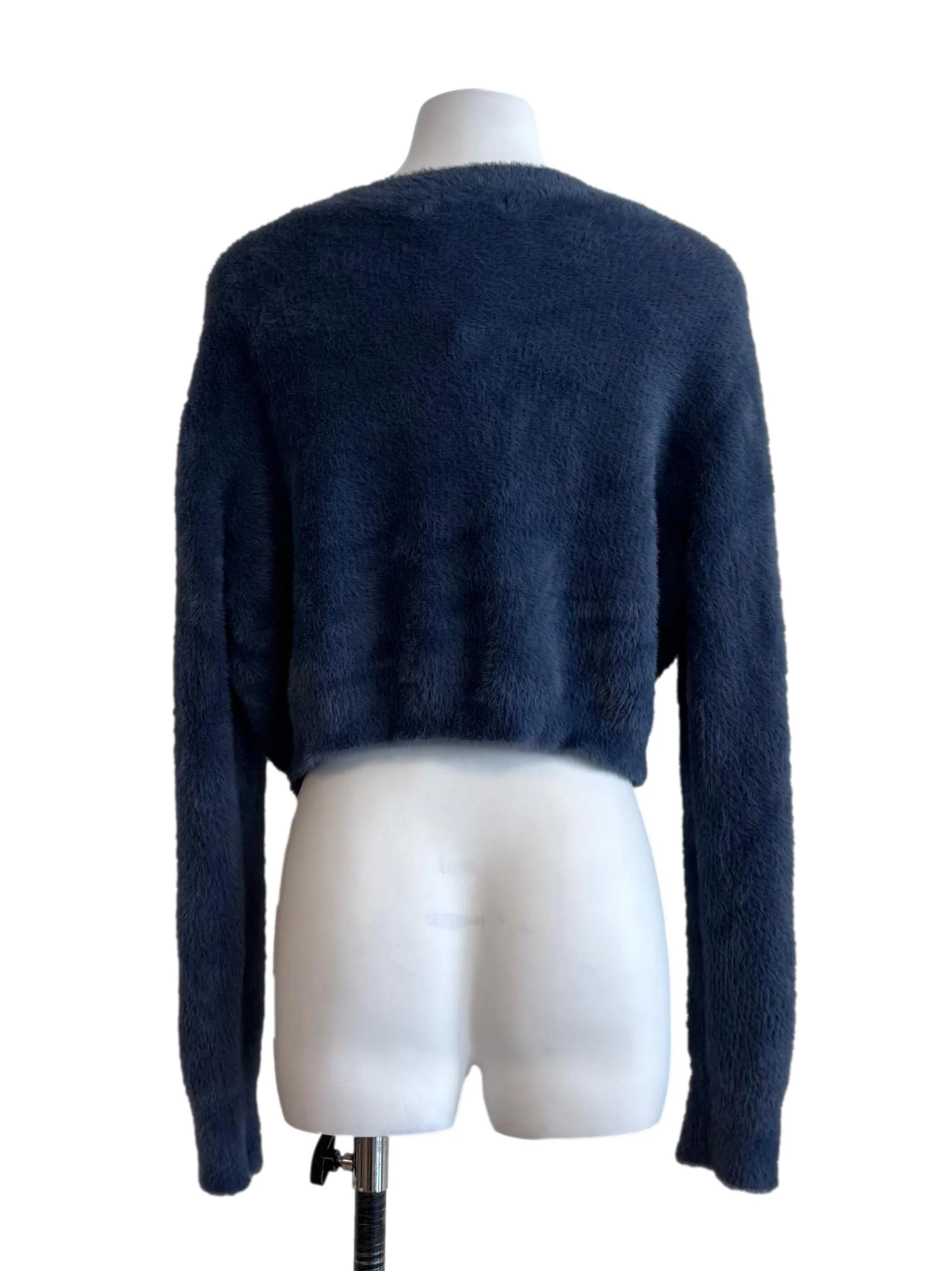 Lapis Blue Buttoned Fuzzy Cardigan - Image 2