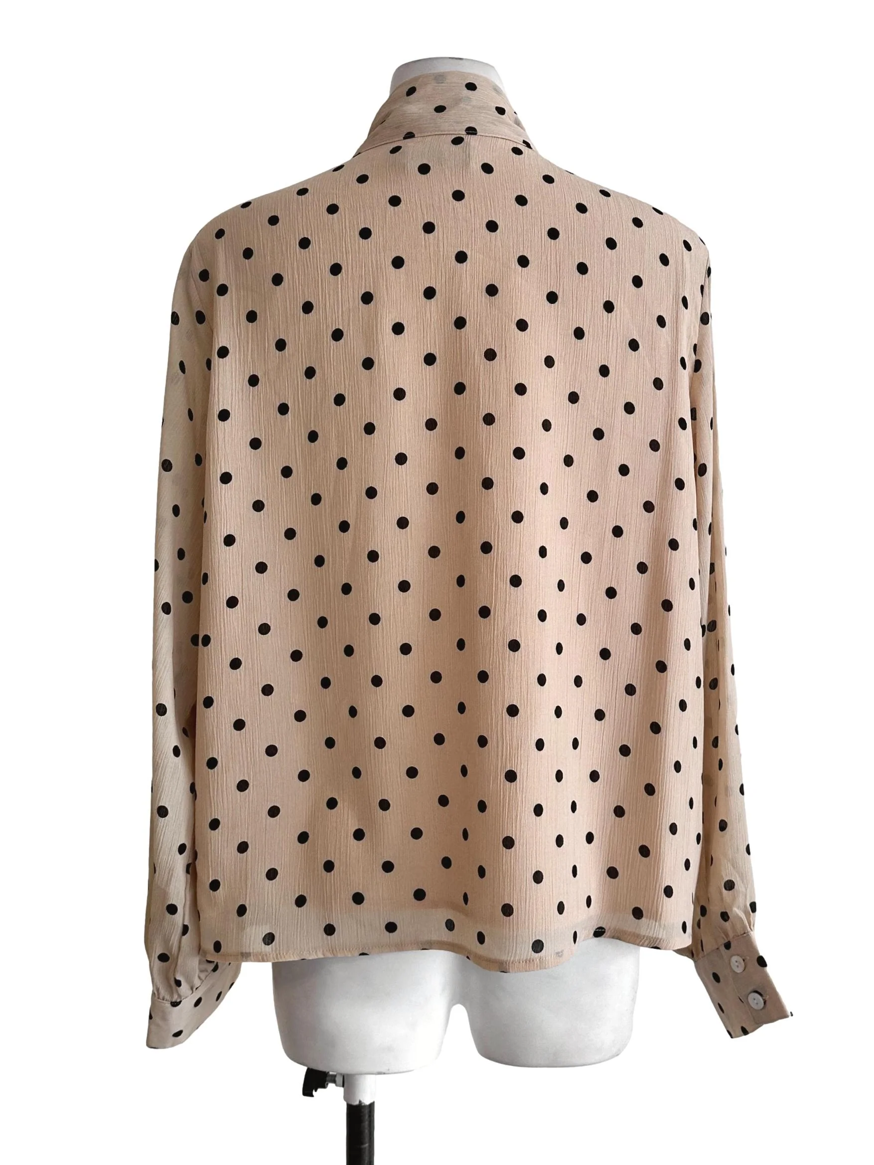 Latte Beige Polka Dot Pattern Blouse TCL - Image 2