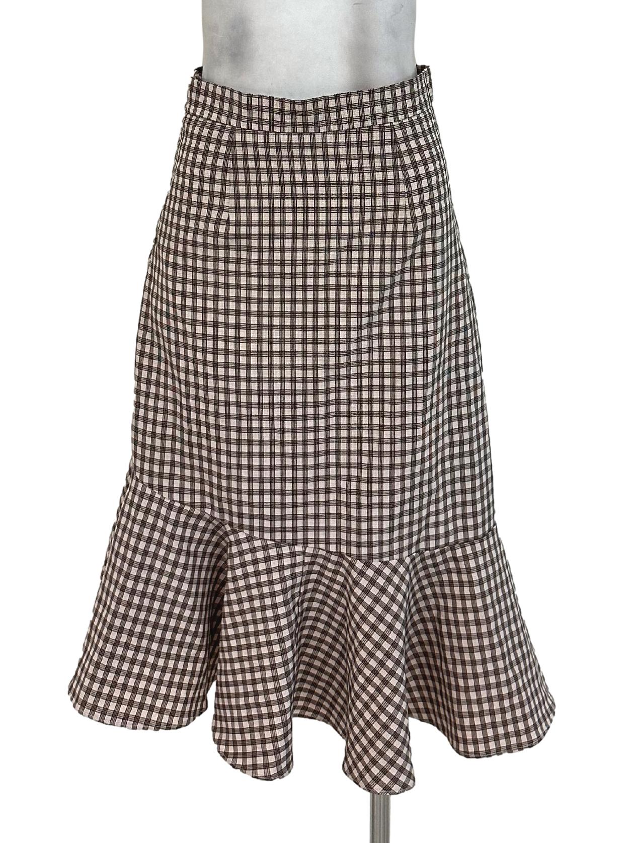 Latte Beige Tartan Pattern Skirts - Image 2