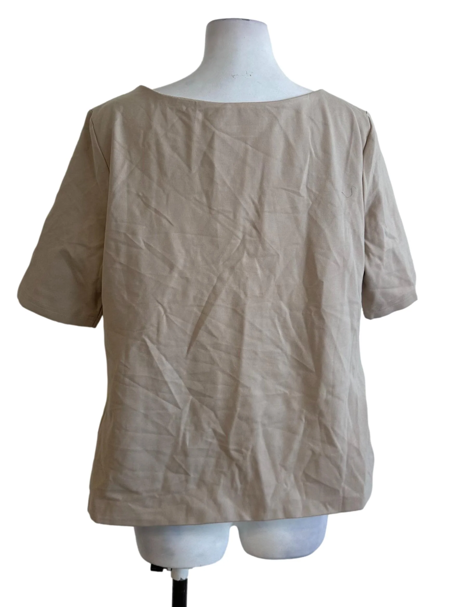 Latte Brown Square Neck Short Sleeve Top - Image 2