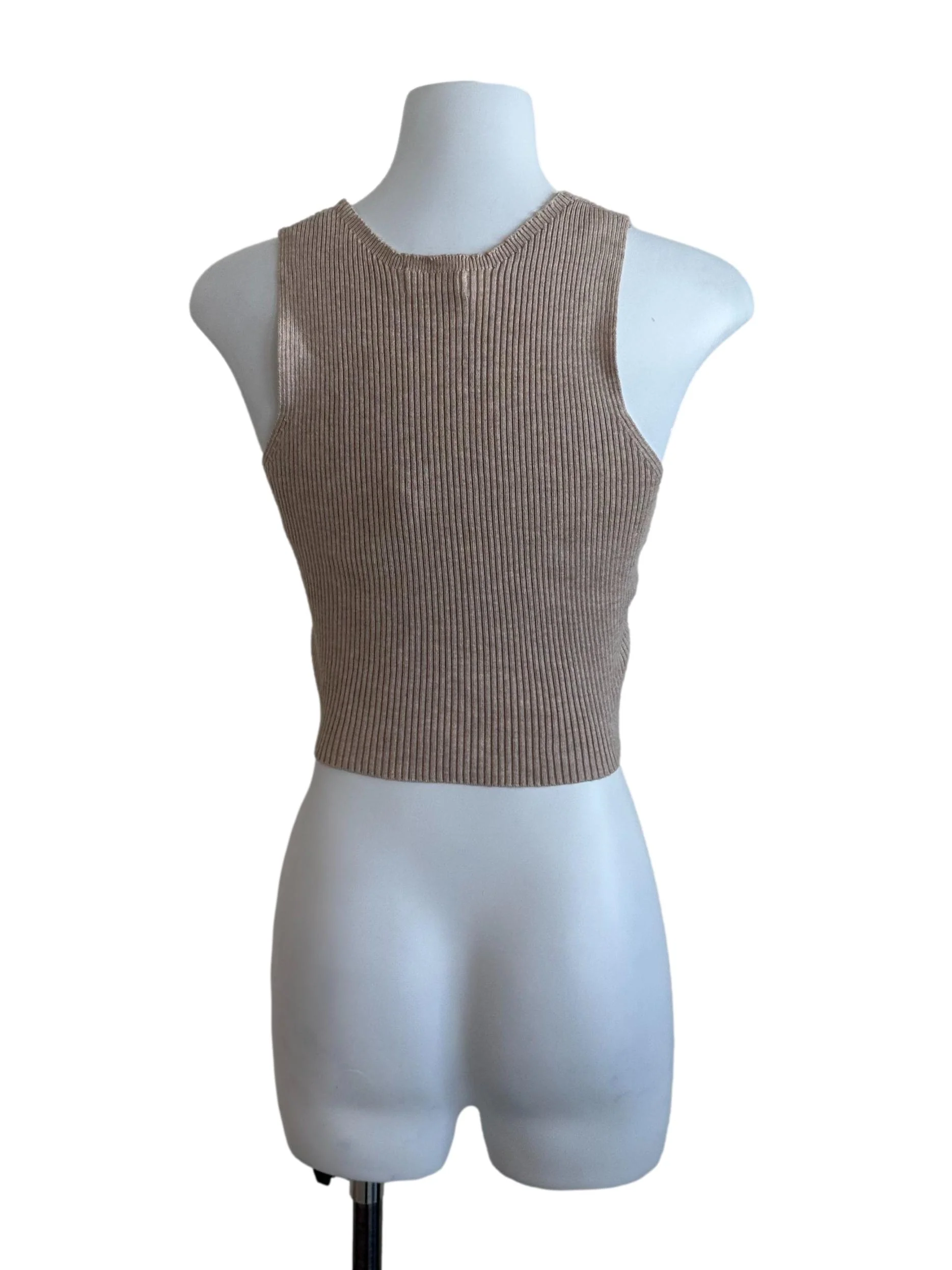 Latte Brown V Neck Knit Knot Top - Image 2