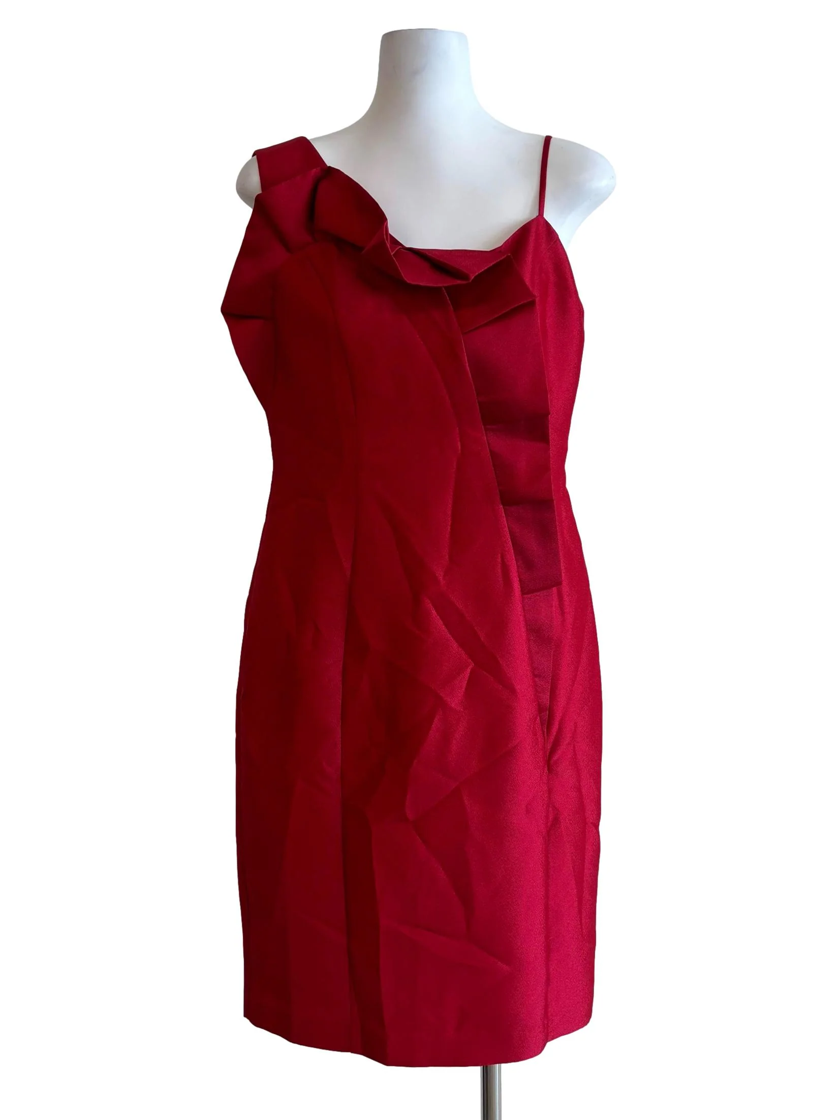 Lava Red Asymmetrical Pencil Dress
