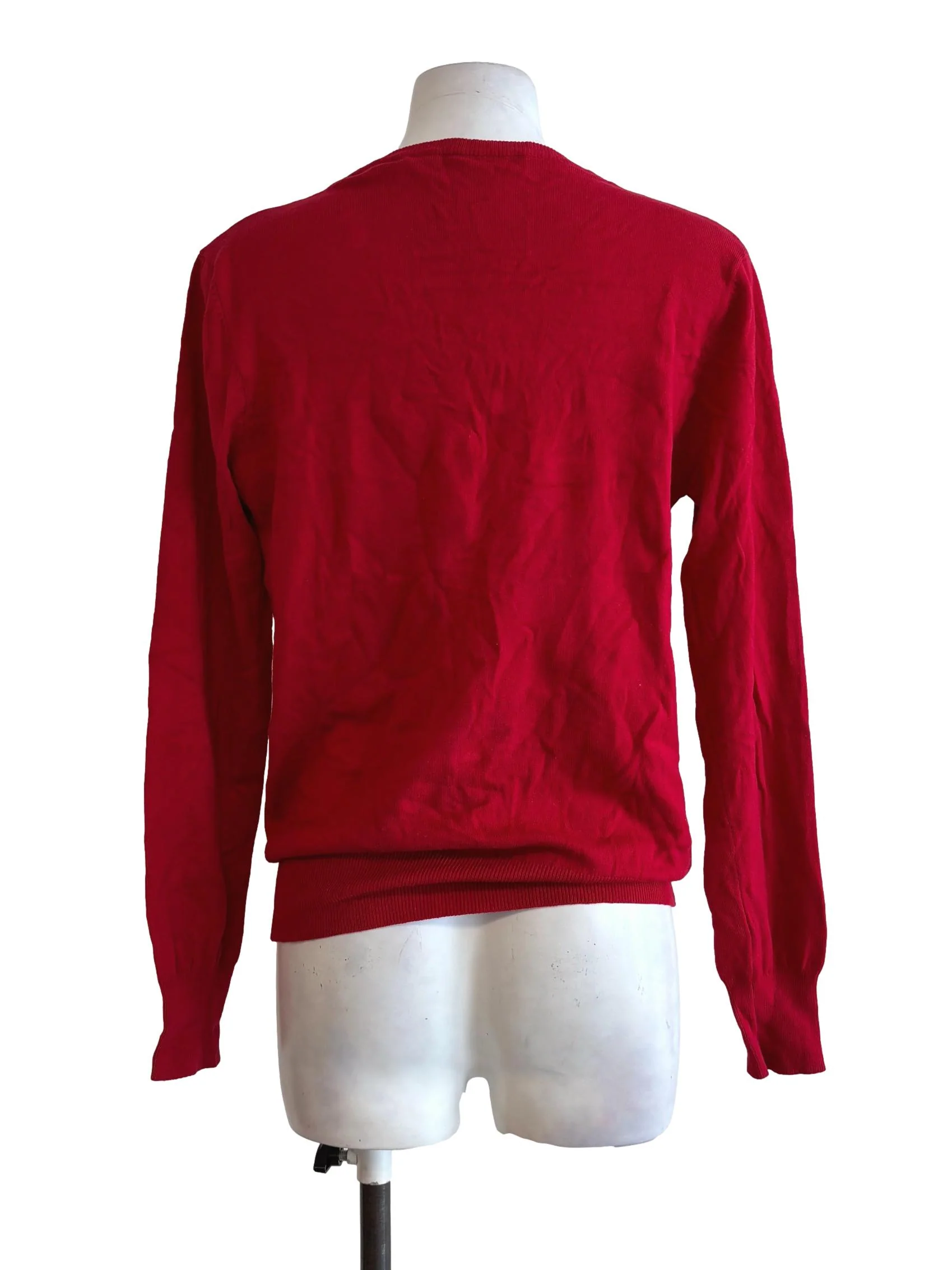 Lava Red Button Knit Cardigan - Image 2