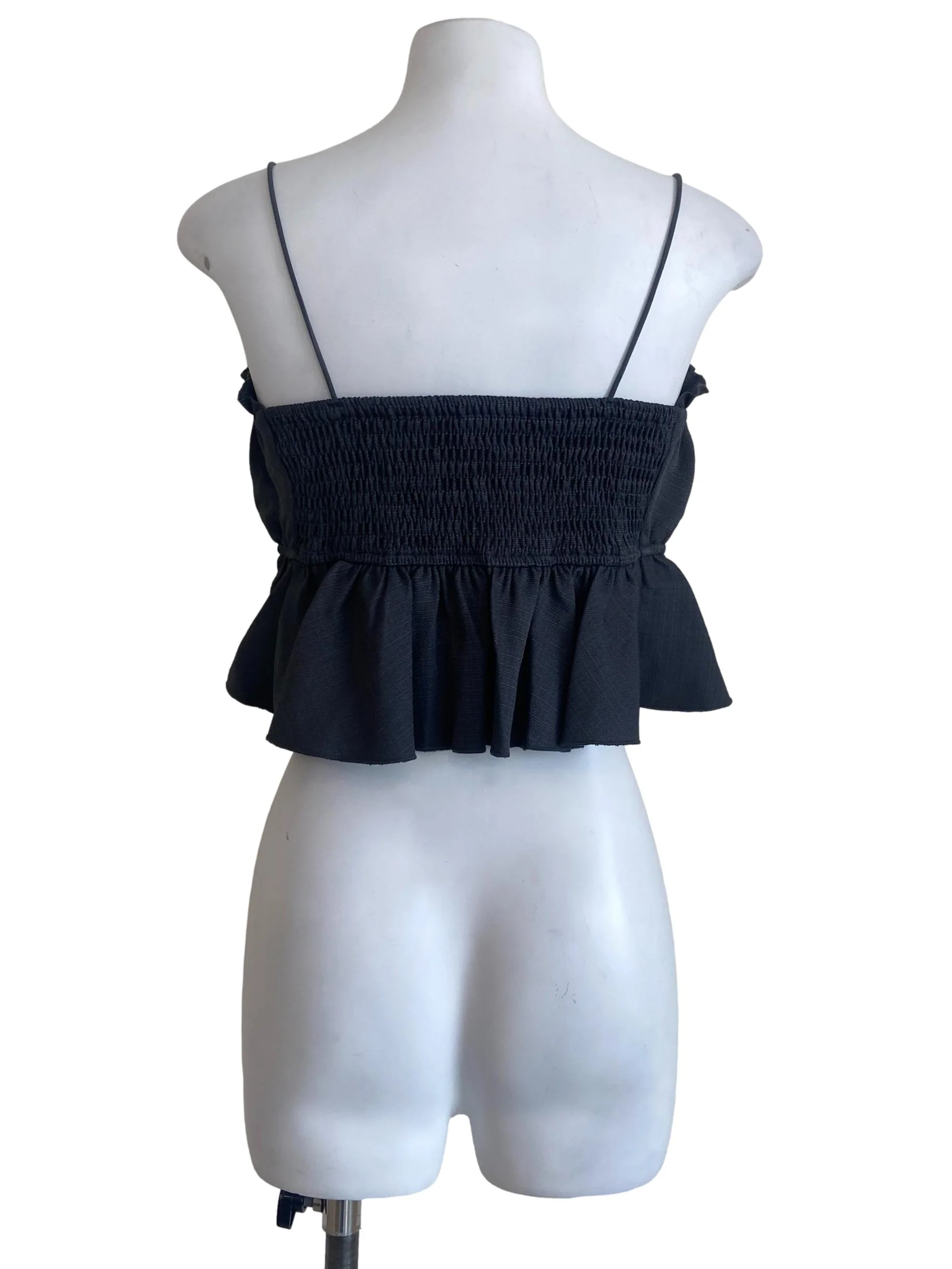 Lead Grey Shirred Crop Top - Image 2