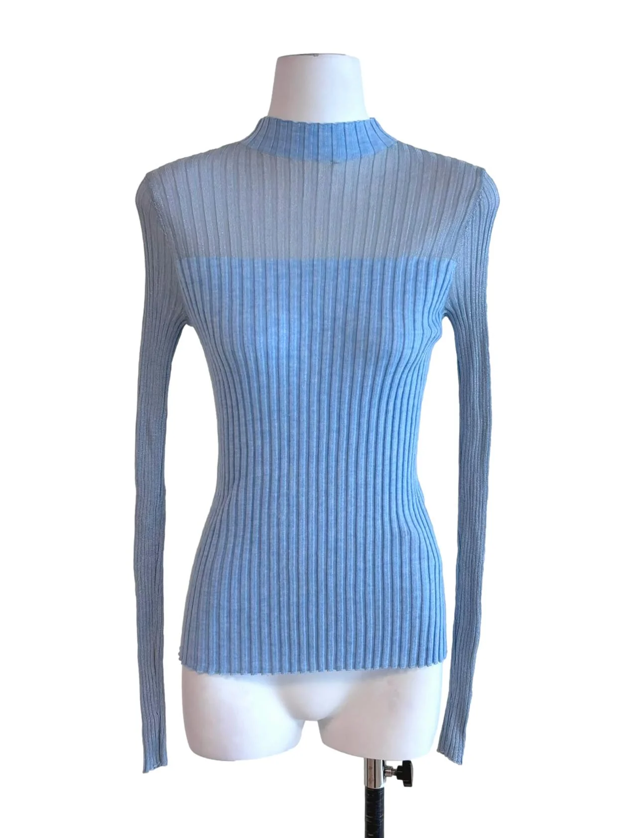 Silver Blue Bodycon Long Sleeve Top LB