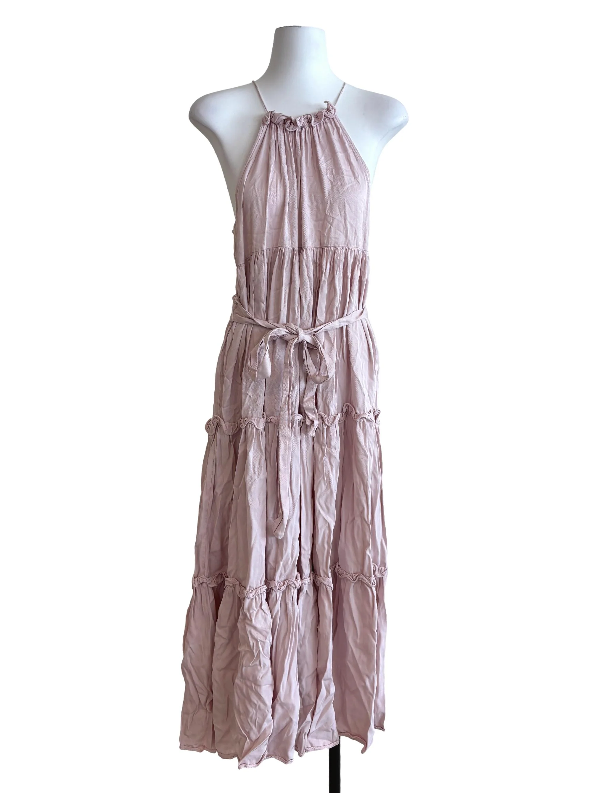 Lemonade Pink Apron Neck Tier Dress