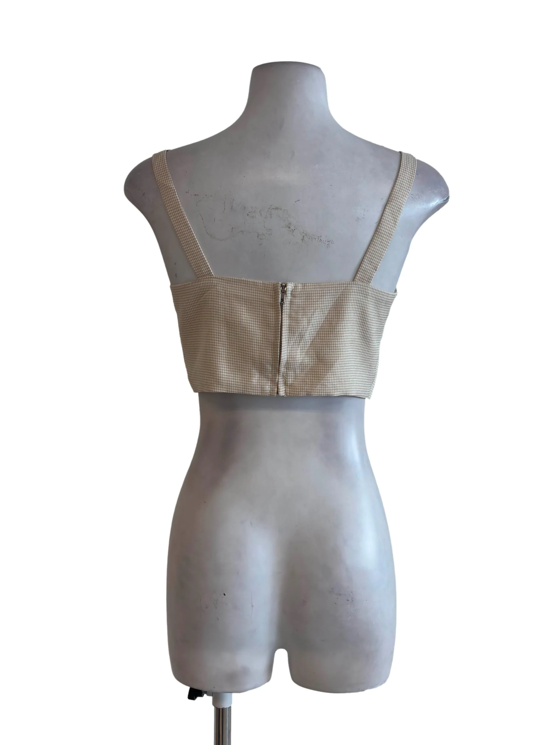 Light Apricot Gingham Cropped Top - Image 2