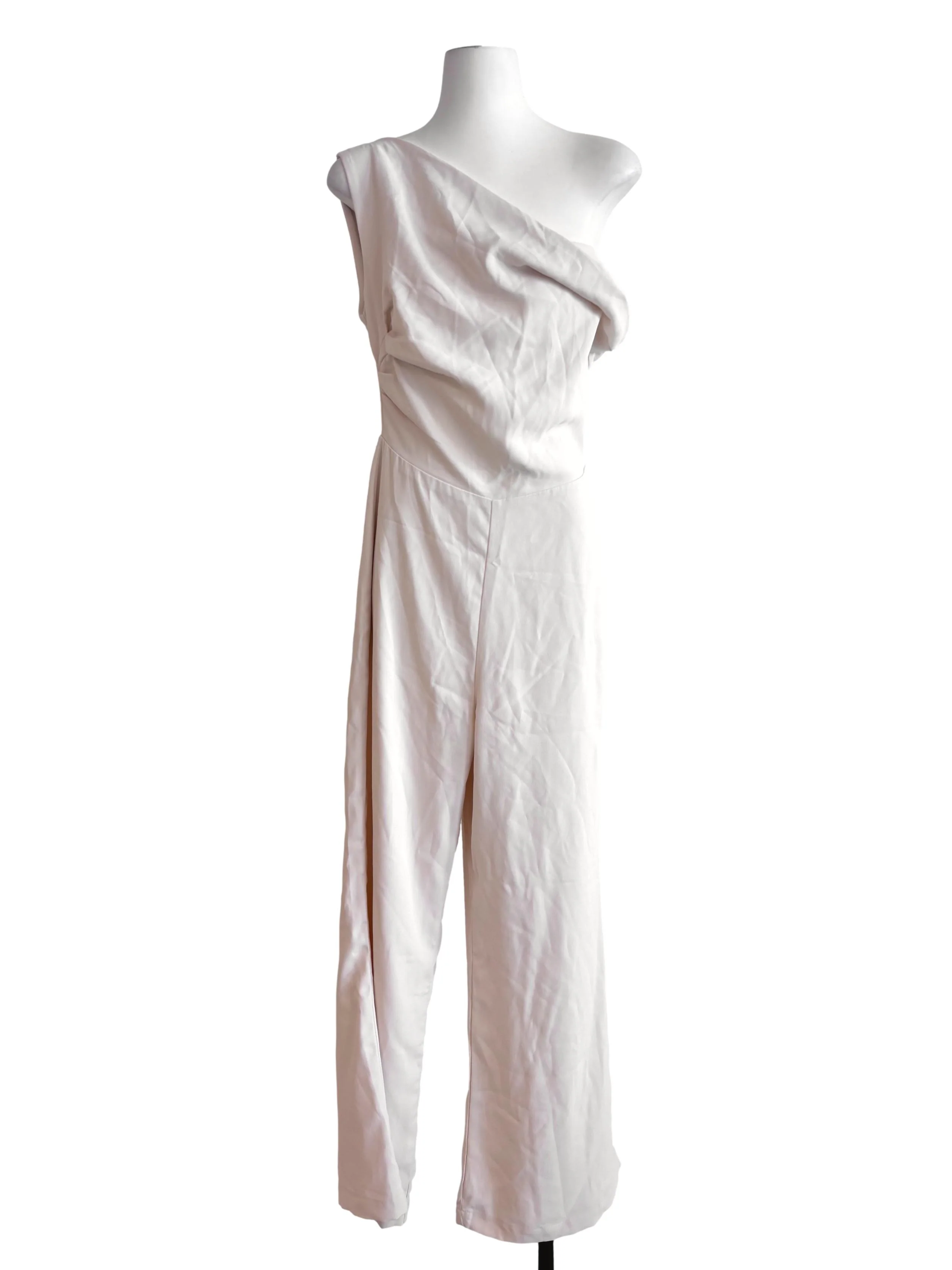Light Beige Asymmetric Neckline Jumpsuit