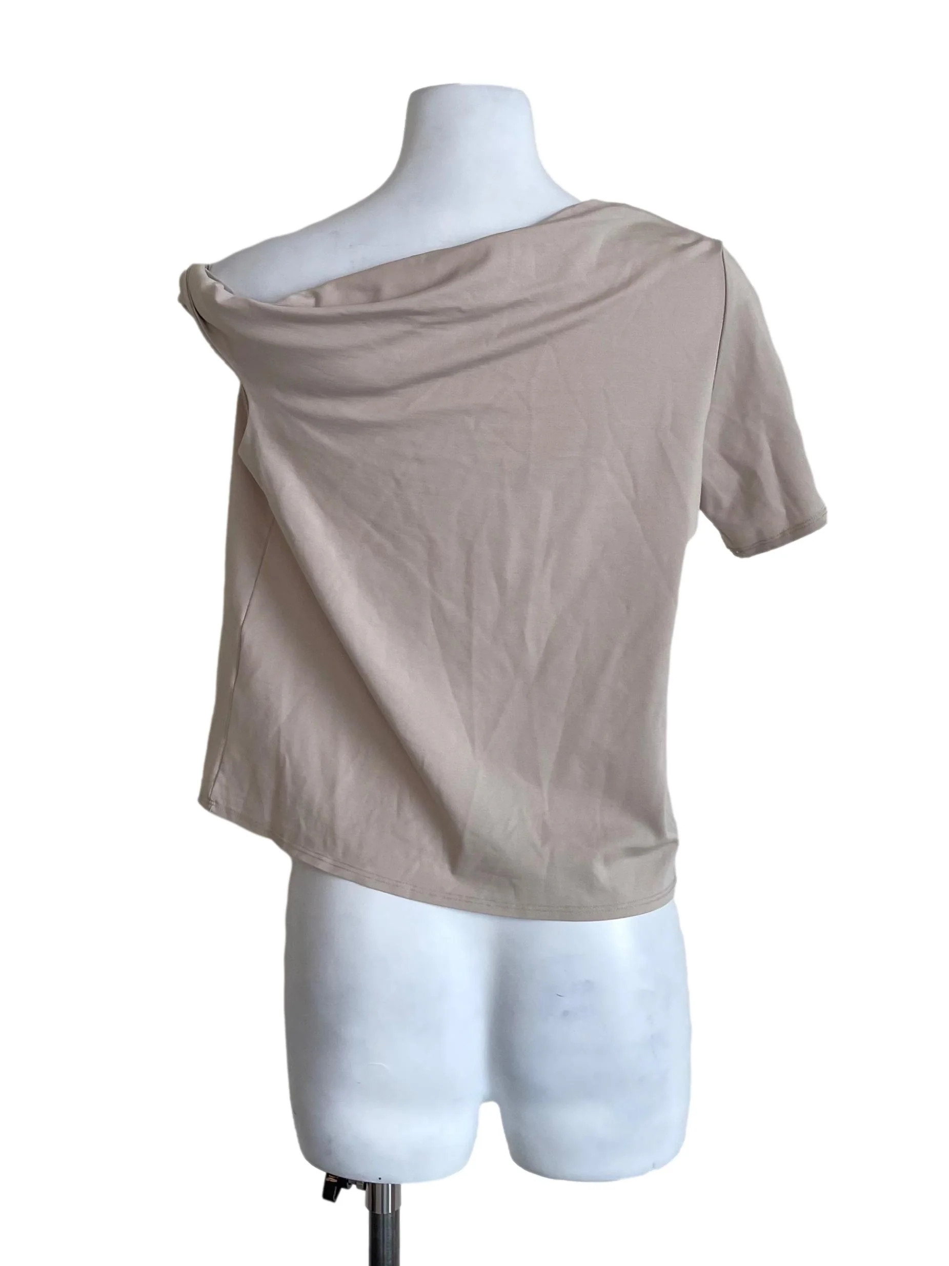 Light Beige Asymmetrical Neck Toga Top - Image 2
