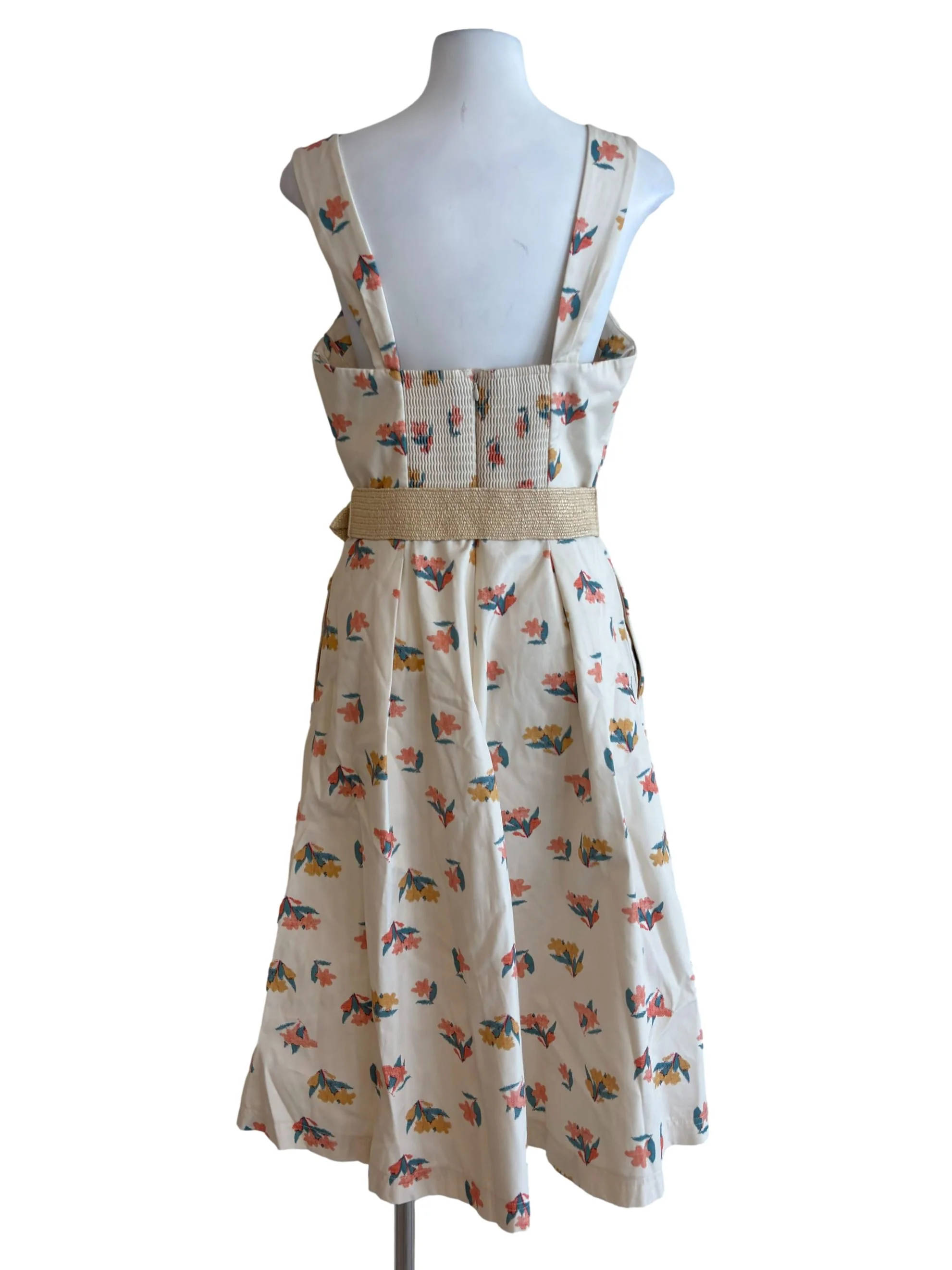 Light Beige Floral Prints Hadi Midi Dress - Image 2