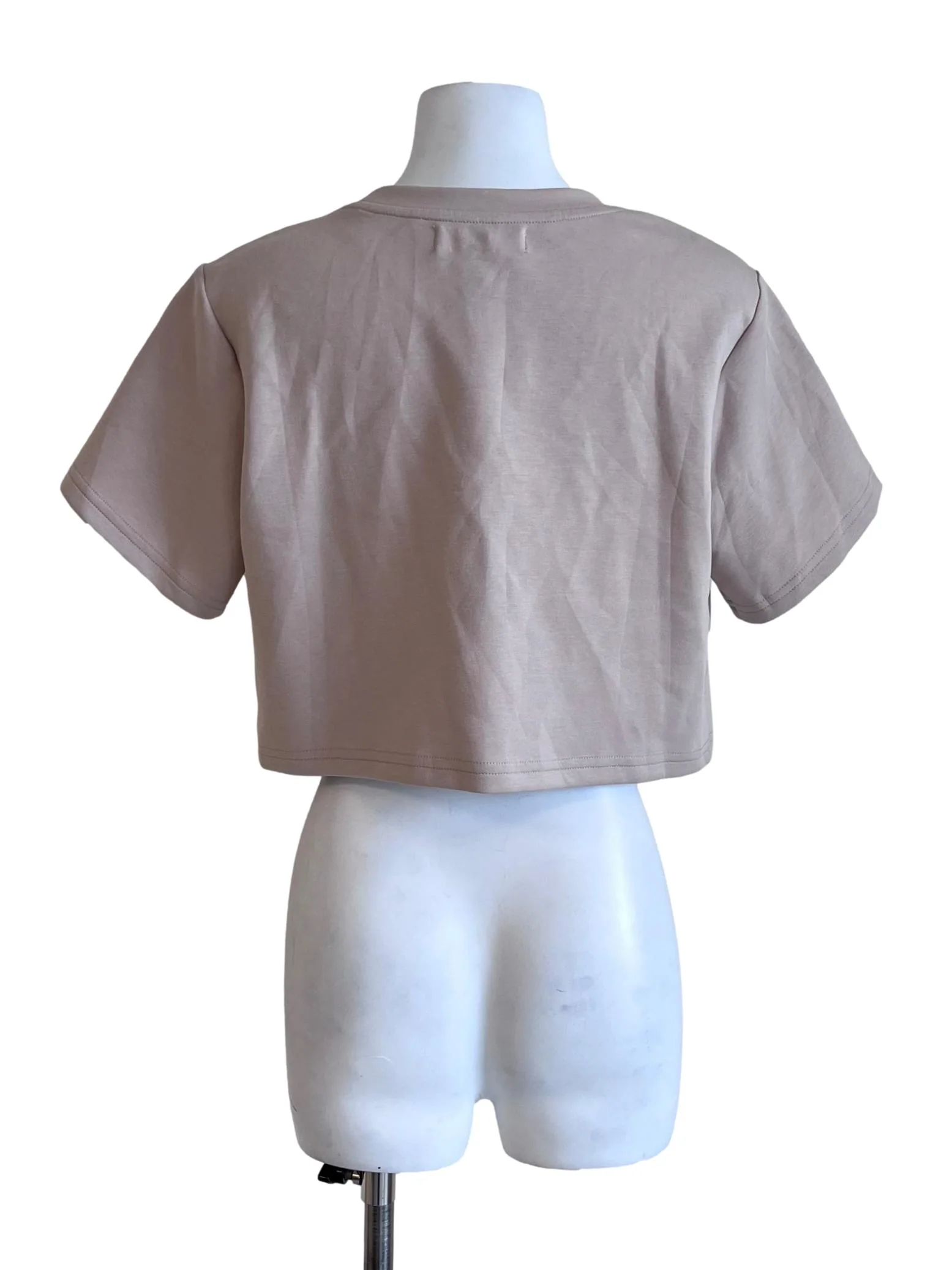 Light Beige Round Neck Crop Top - Image 2