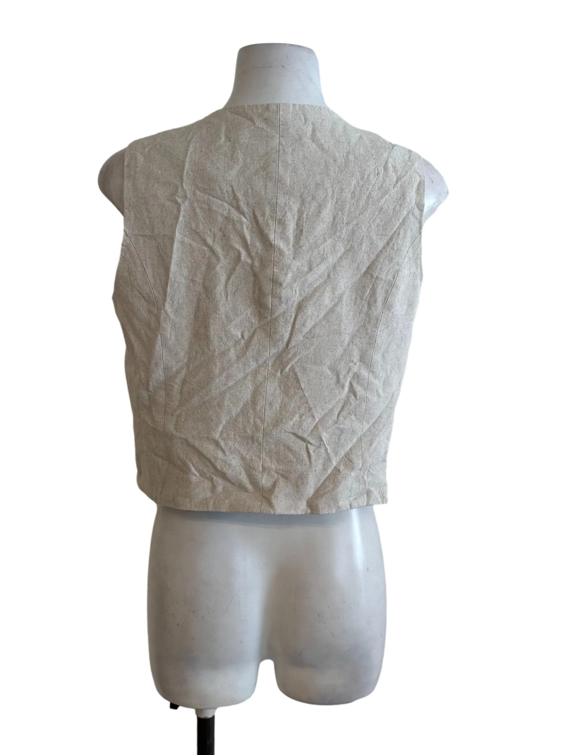 Light Beige V Neck Front Tie Vest - Image 2