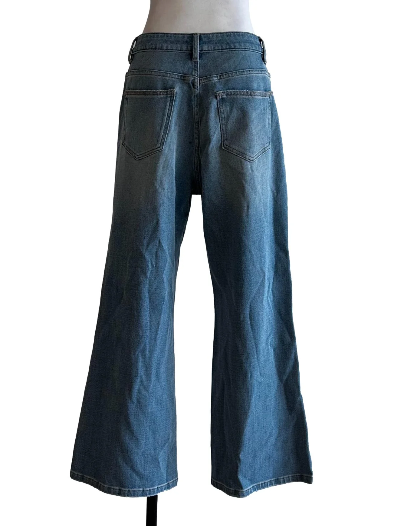 Light Blue Denim Wide Leg Jeans - Image 2