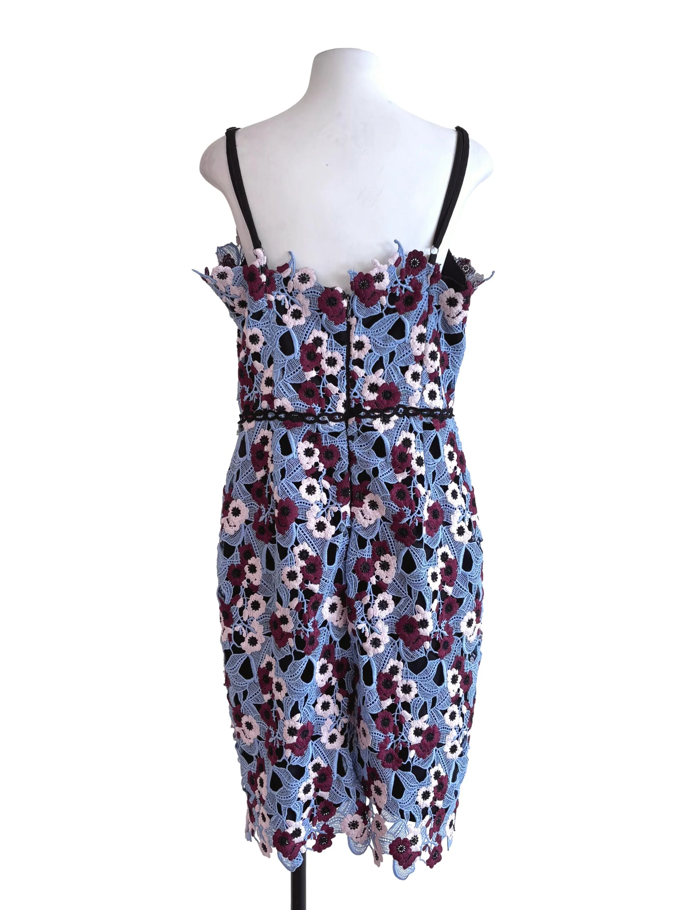 Light Blue Floral Embroidered Spaghetti Strap Dress - Image 2