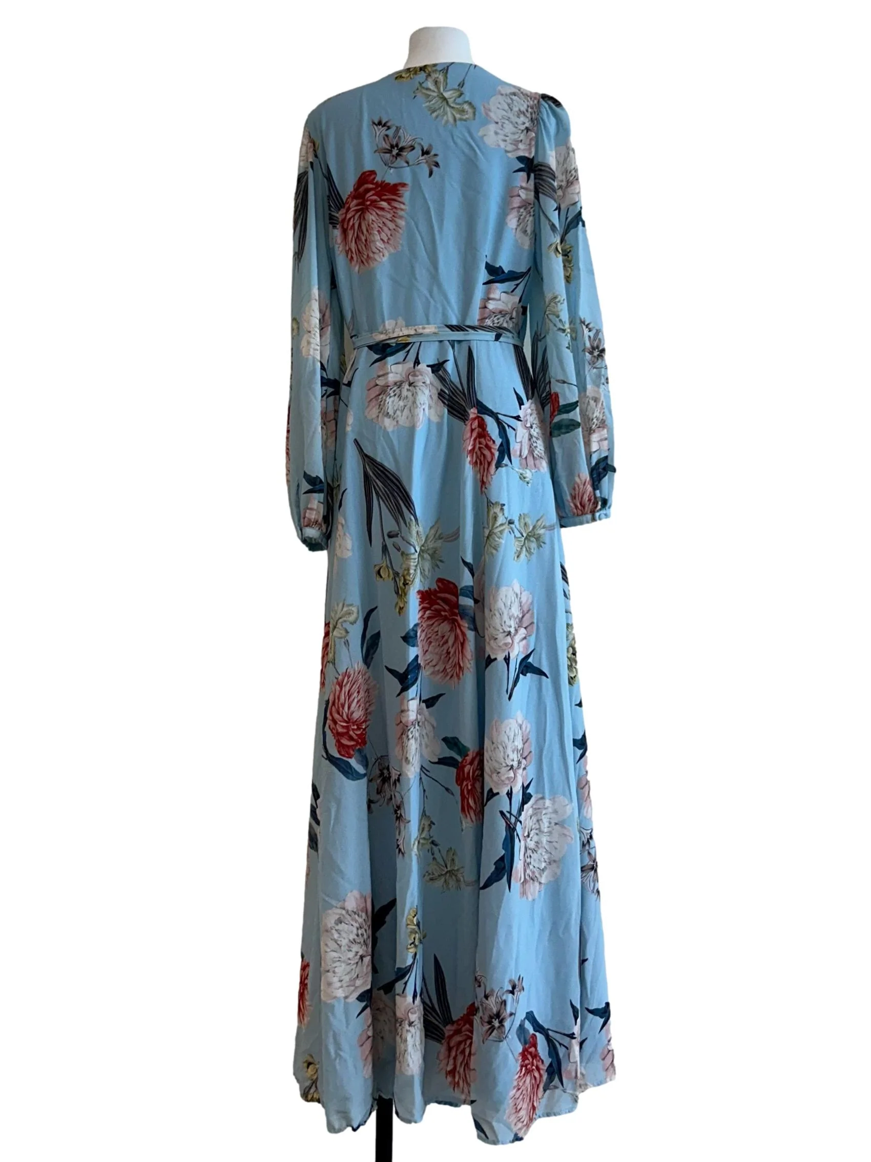 Light Blue Floral Wrap Dress - Image 2
