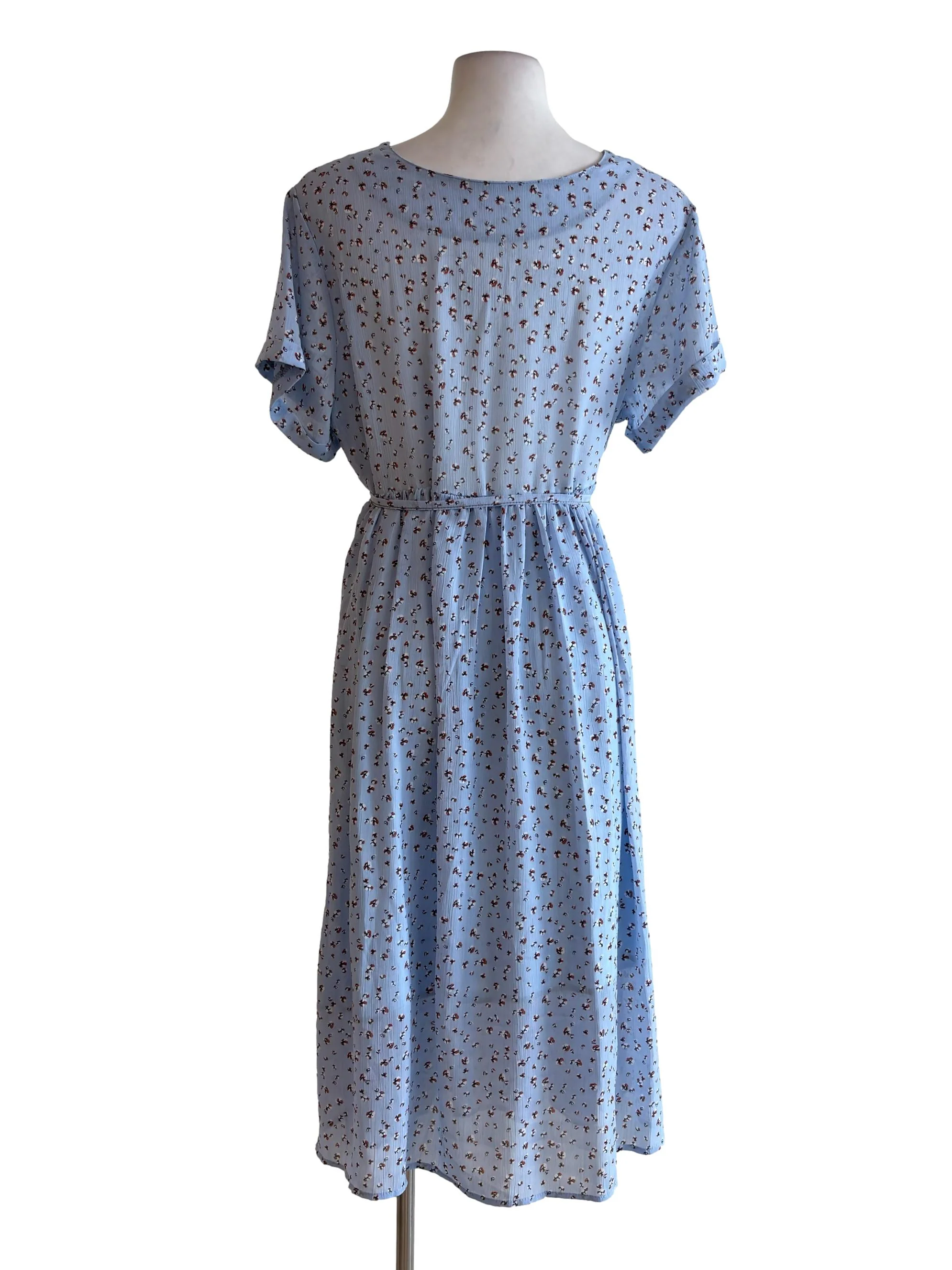 Light Blue Pattern Print Empire Dress - Image 2