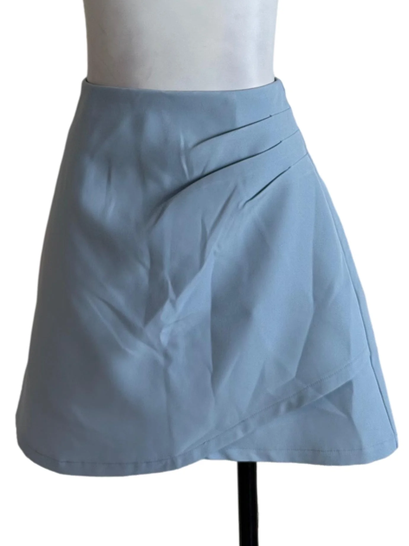 Light Blue Side Ruched Asymmetric Skorts