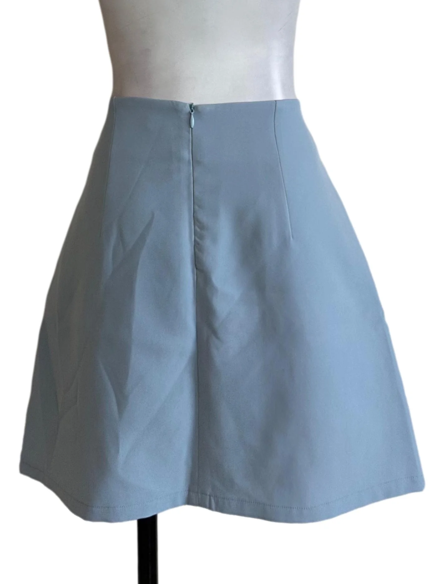 Light Blue Side Ruched Asymmetric Skorts - Image 2