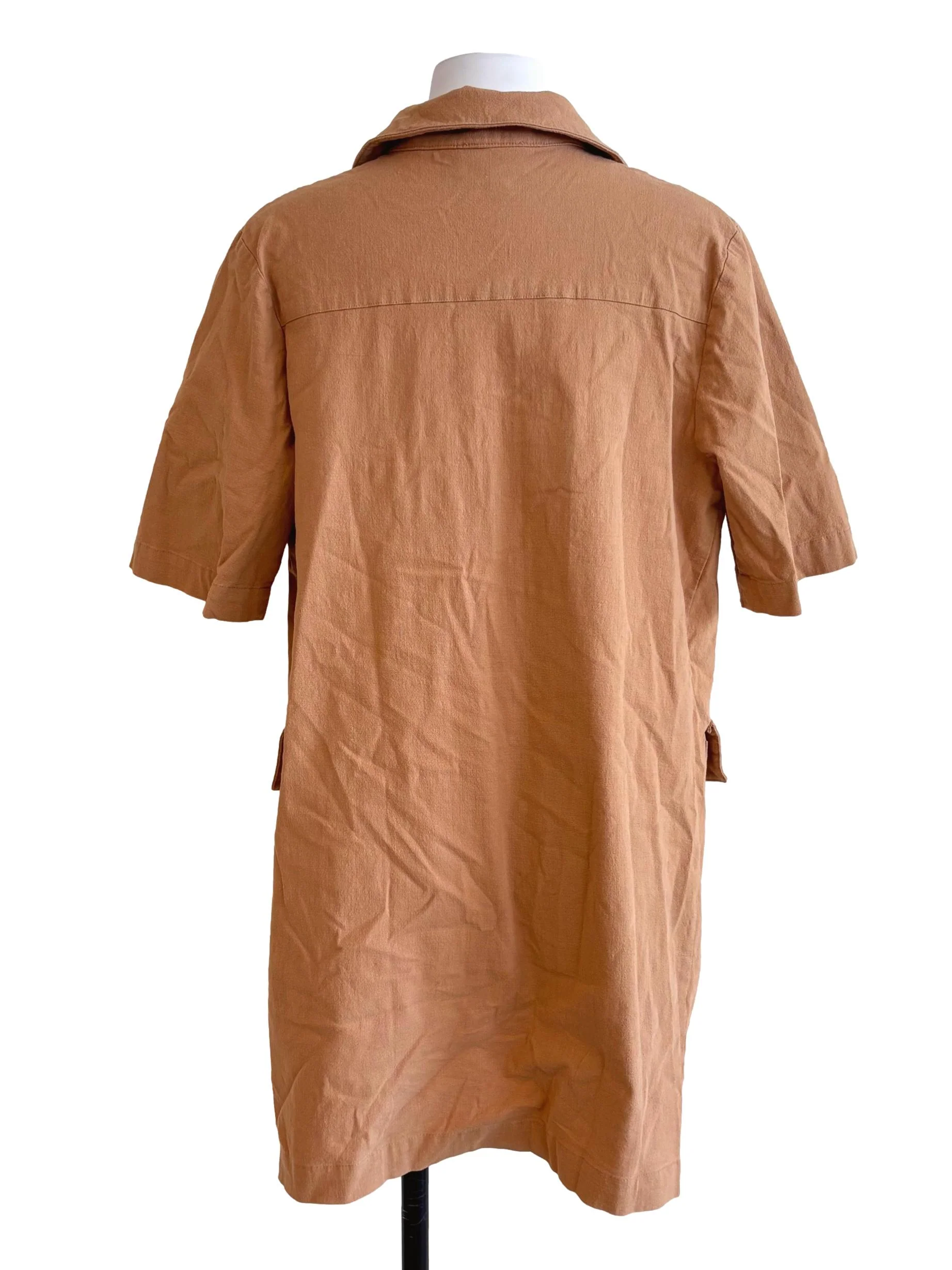 Light Brown Button Mini Dress - Image 2