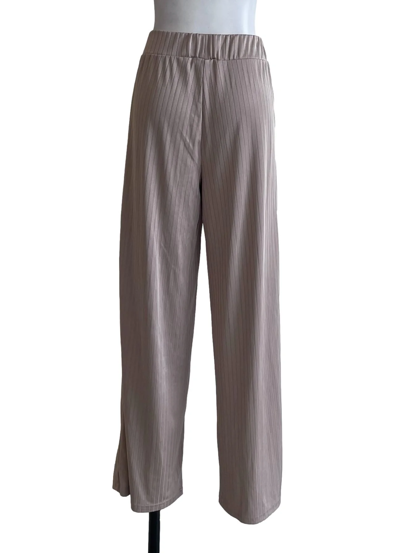 Light Brown Flowy Striped Pants - Image 2