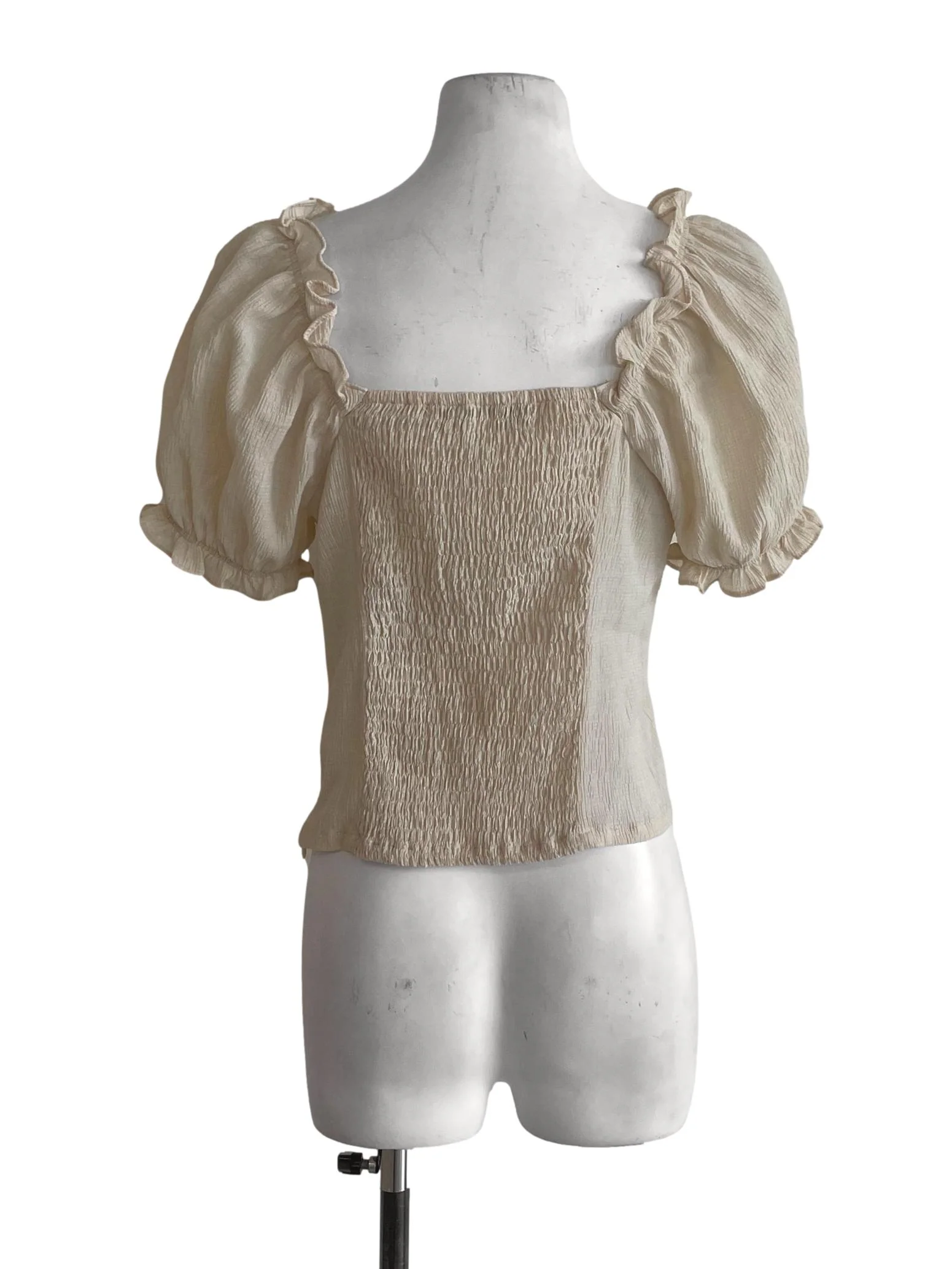 Light Brown Puff Sleeves Top - Image 2