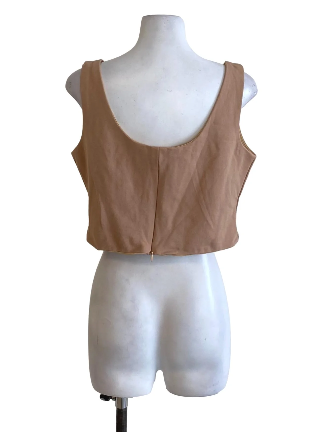 Light Cedar Brown Square Neck Sheath Cropped Top - Image 2