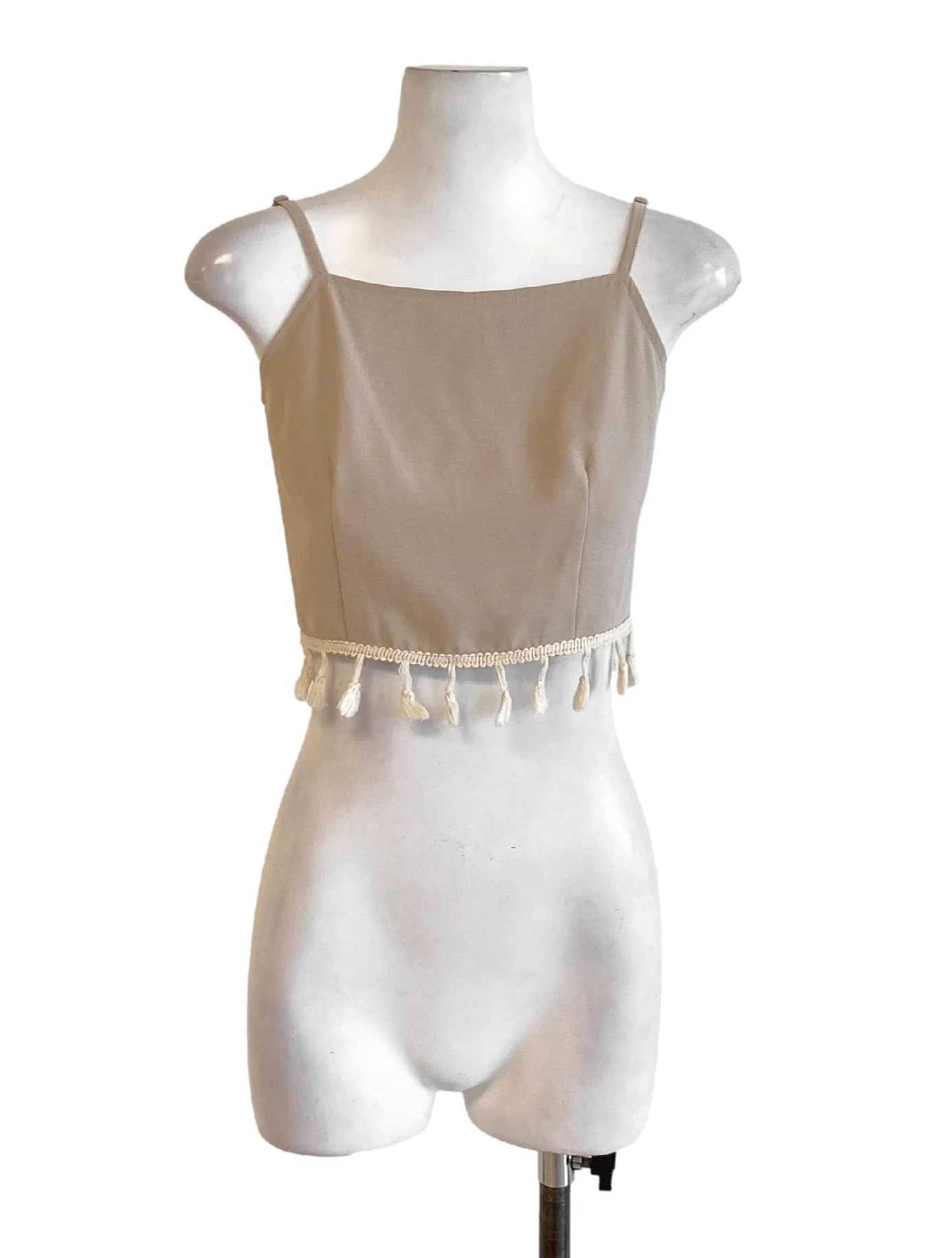 Light Cedar Brown Square Neck Waisted Cropped Top