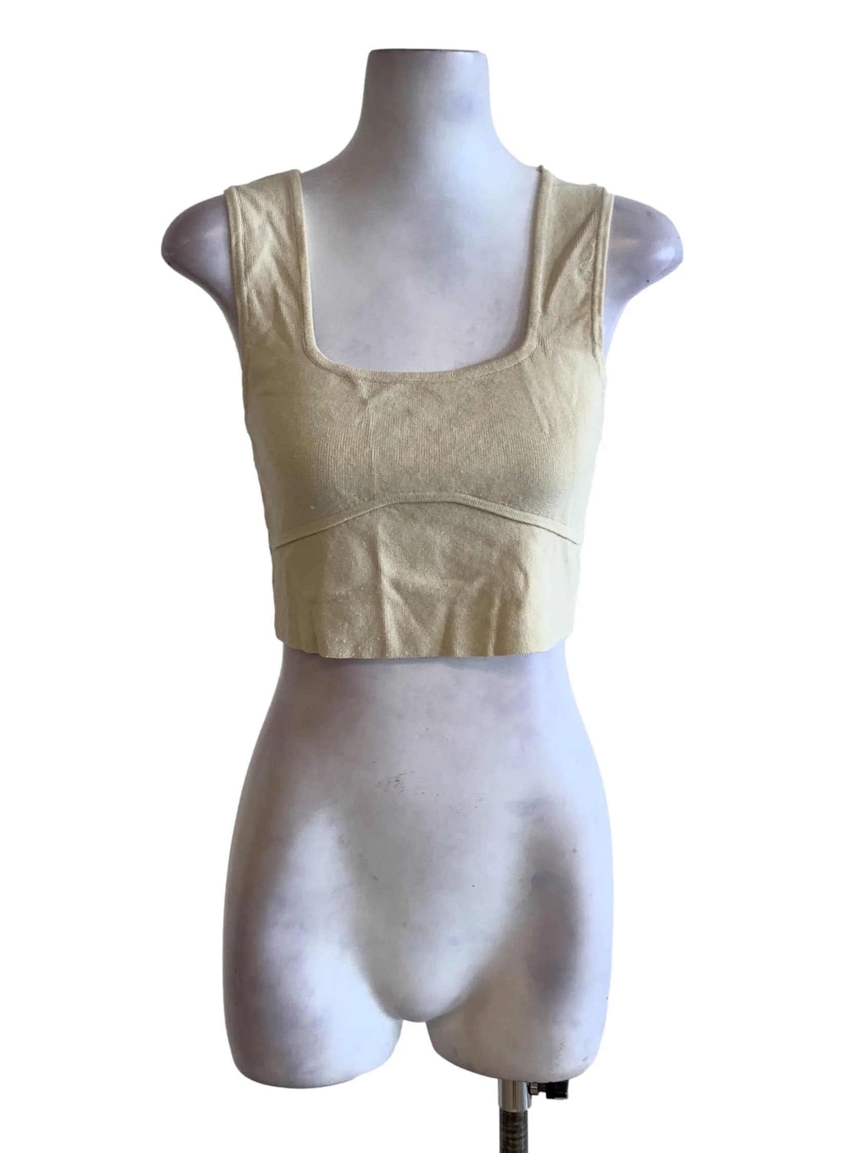Light Fern Green Ribbed Square Neck Tank Top