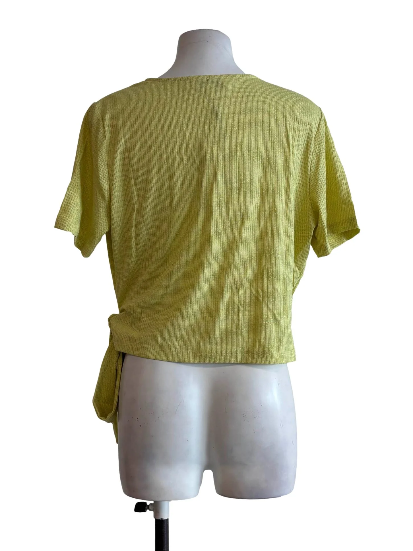 Light Green Side Tie Surplice Ribbed Top - Image 2