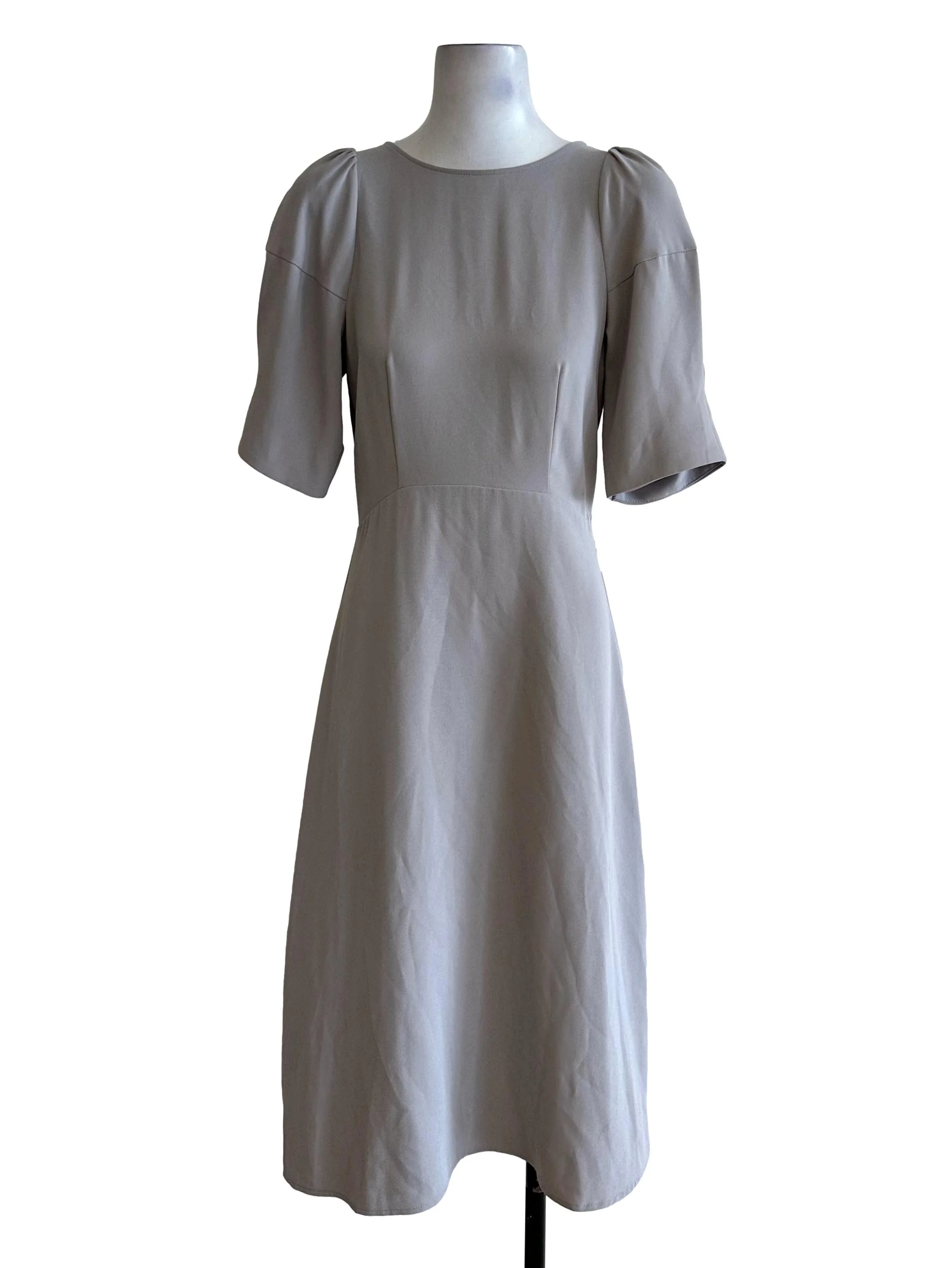 Light Grey Juliet Sleeve A Line Dress LB