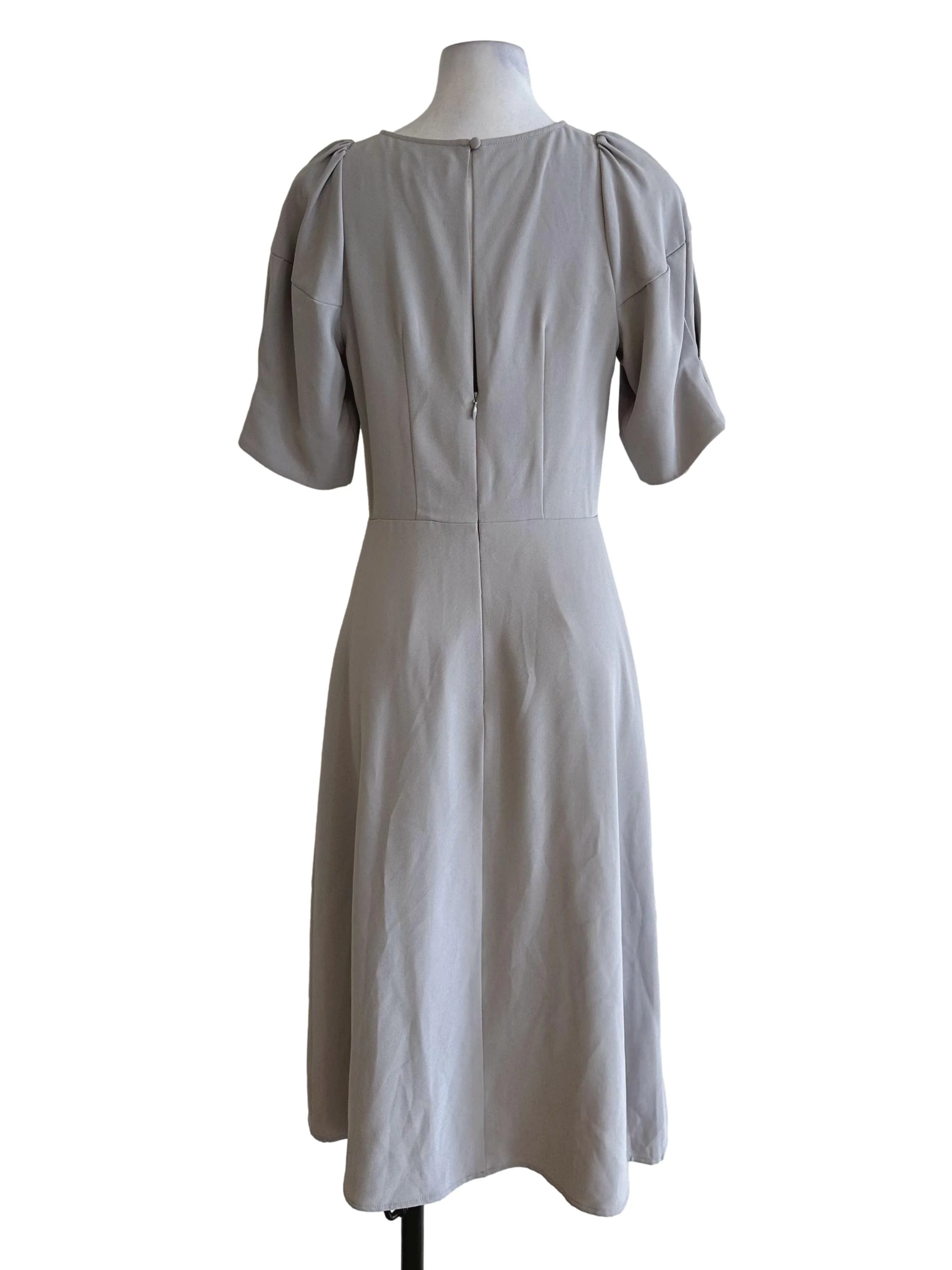 Light Grey Juliet Sleeve A Line Dress LB - Image 2