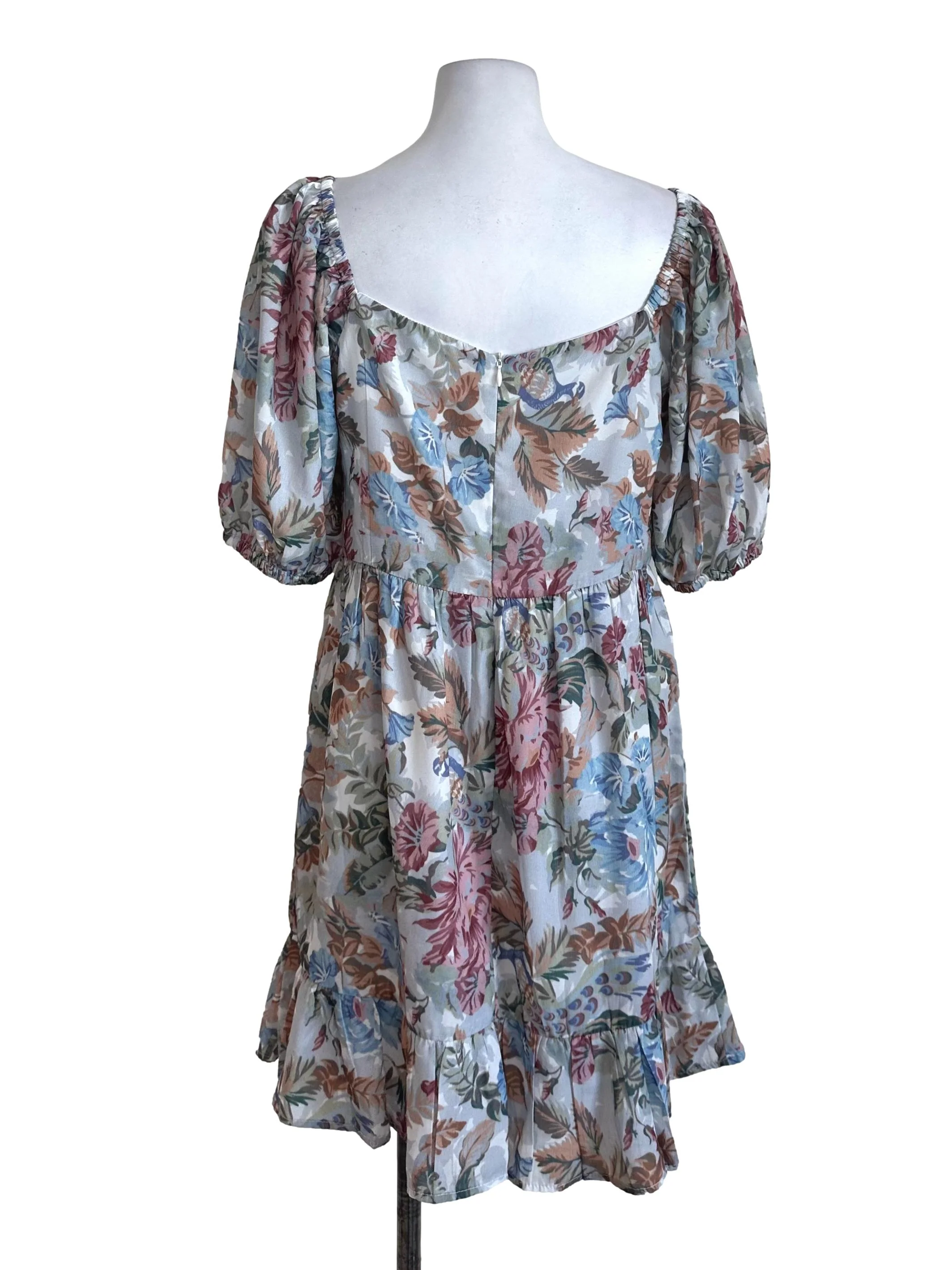 Light Grey Pattern Ruffle Dress - Image 2