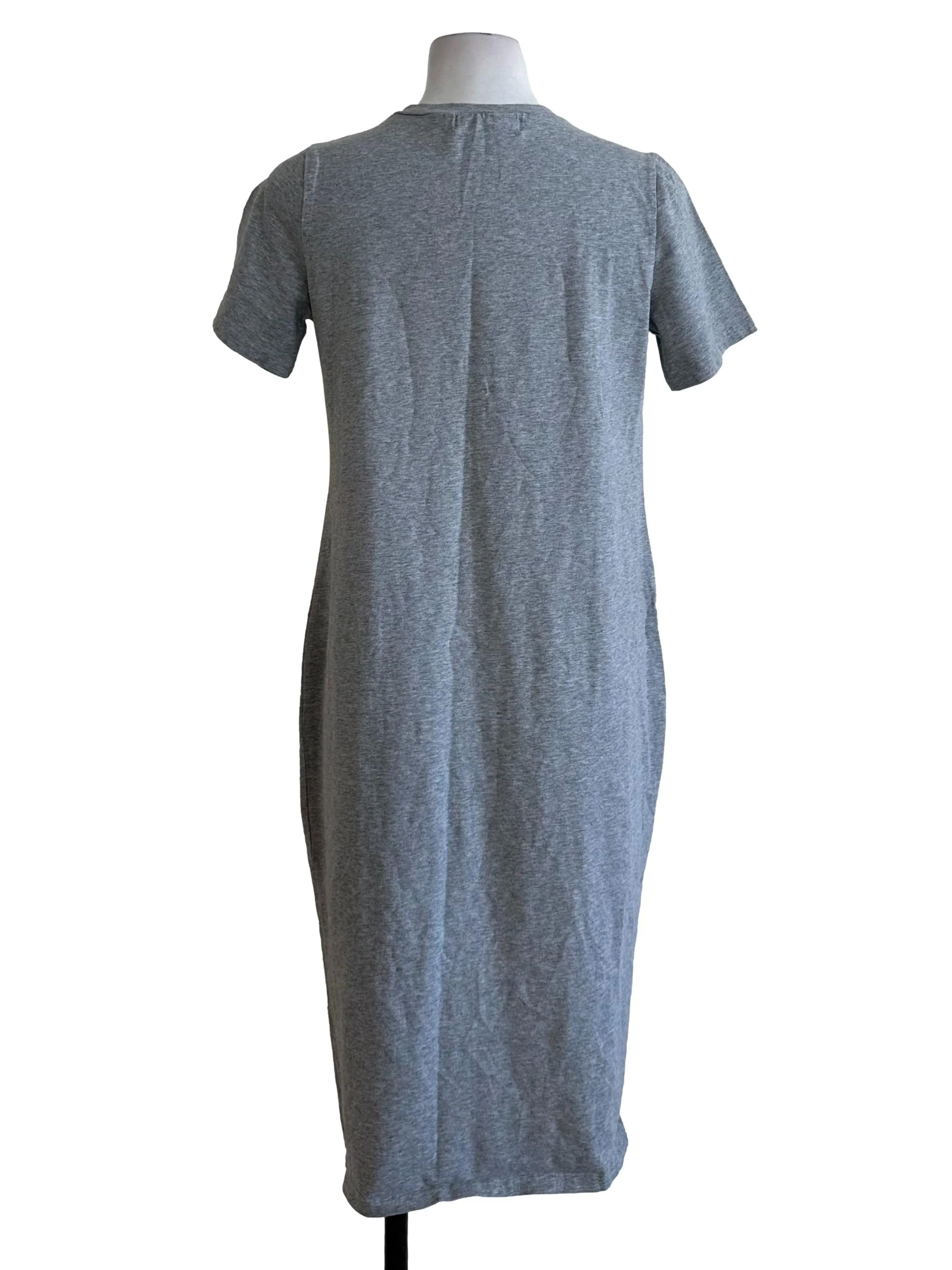 Light Grey Round Neck Slit Tee Dress - Image 2