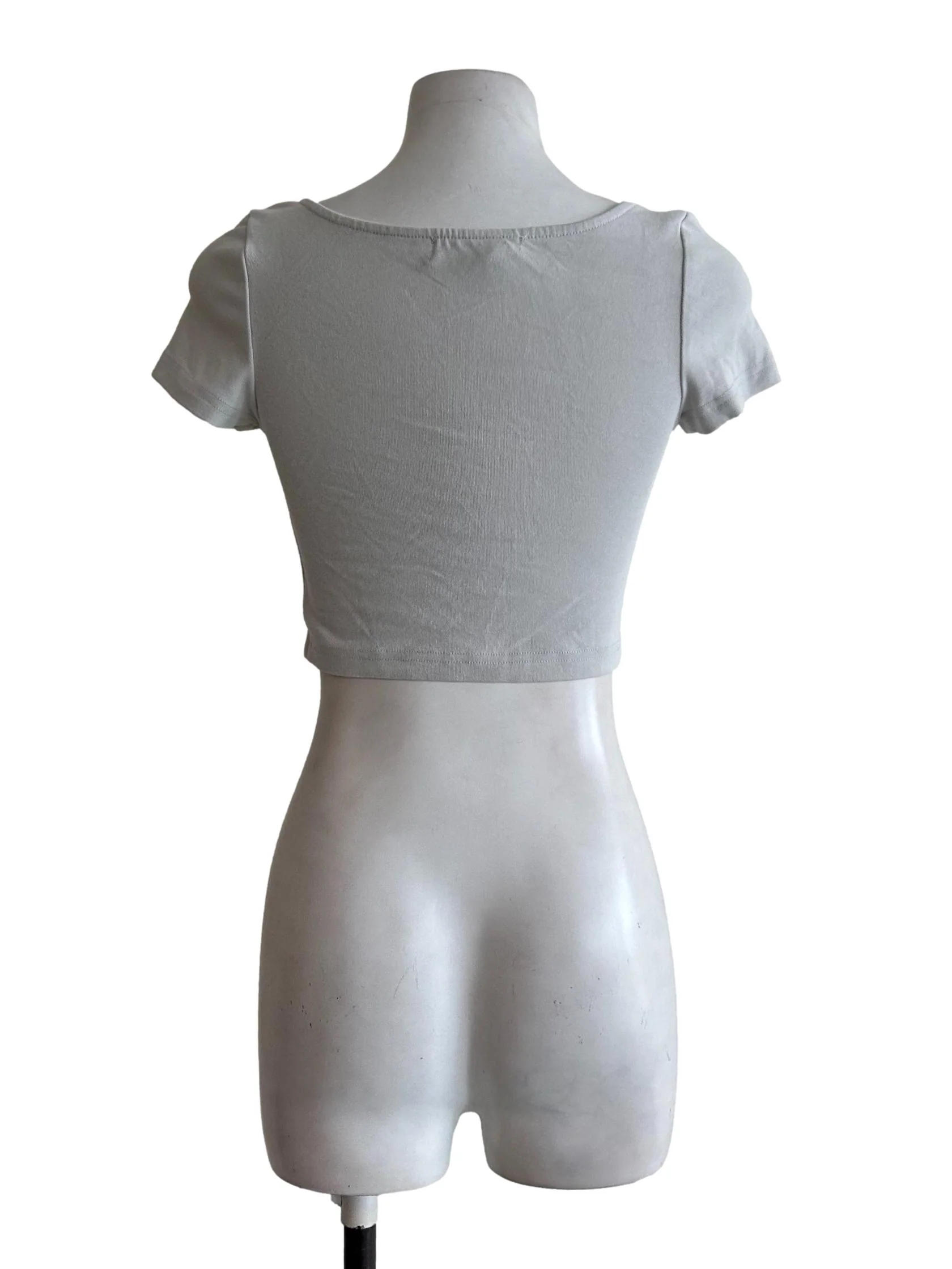 Light Grey Square Neck Crop Top - Image 2