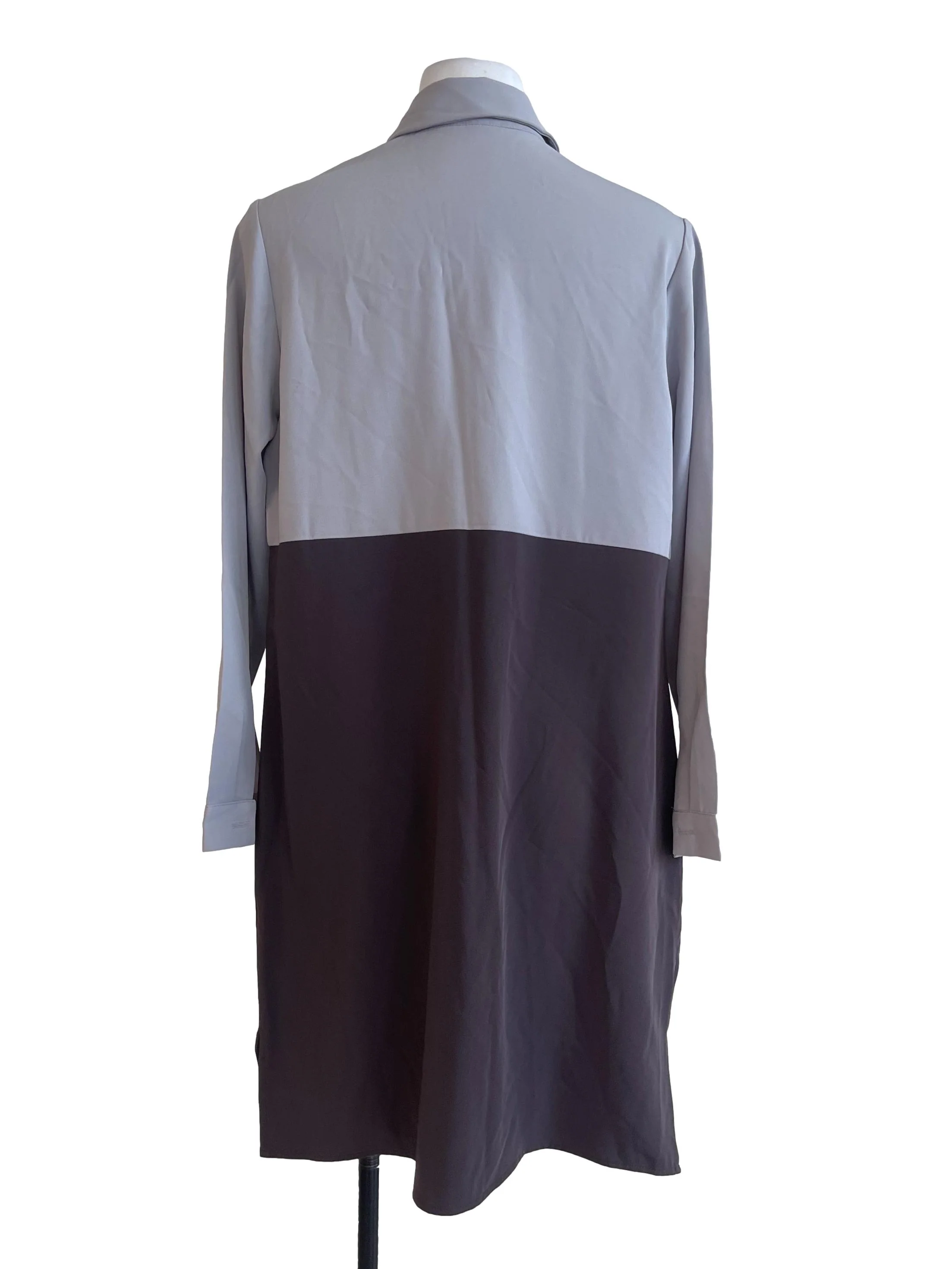 Light Grey Two Tone Button Dress - Image 2