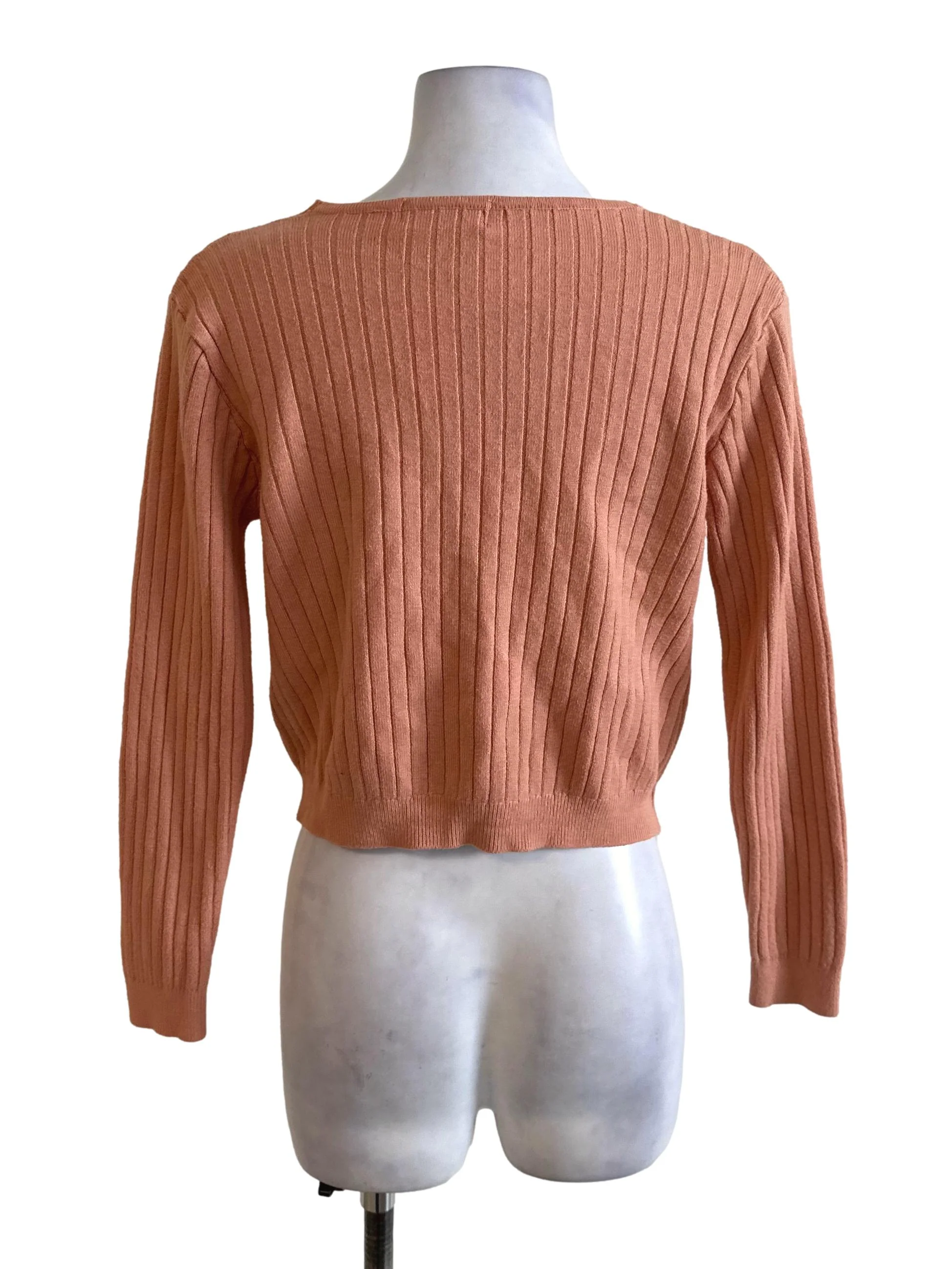 Light Orange Knit Button Cardigan - Image 2