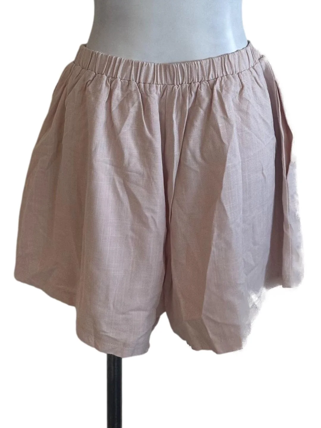 Light Pink Elastic Waist Shorts - Image 2