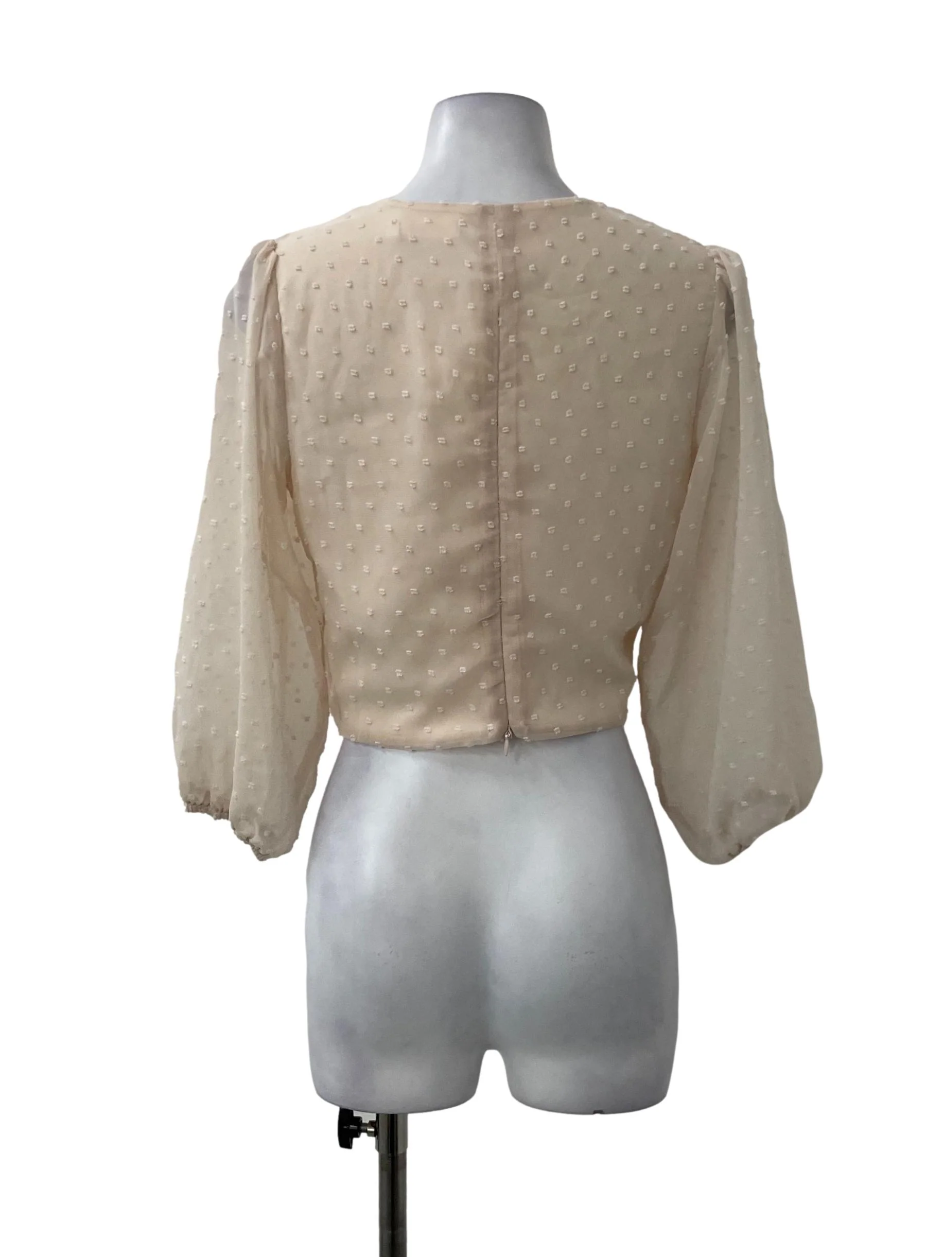 Light Pink Swiss Dot Ruched Top - Image 2