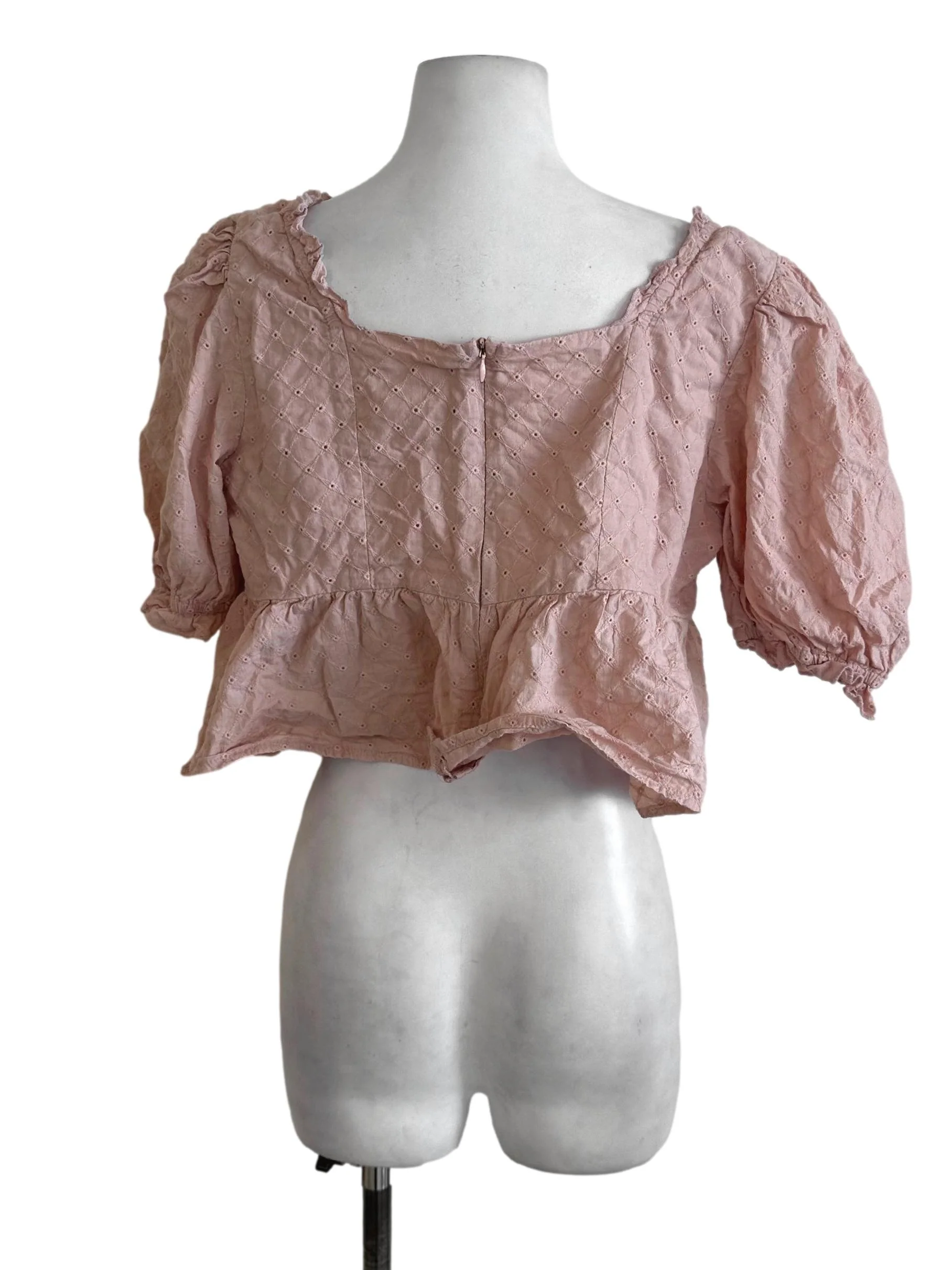 Light Pink Textured Peplum Top - Image 2