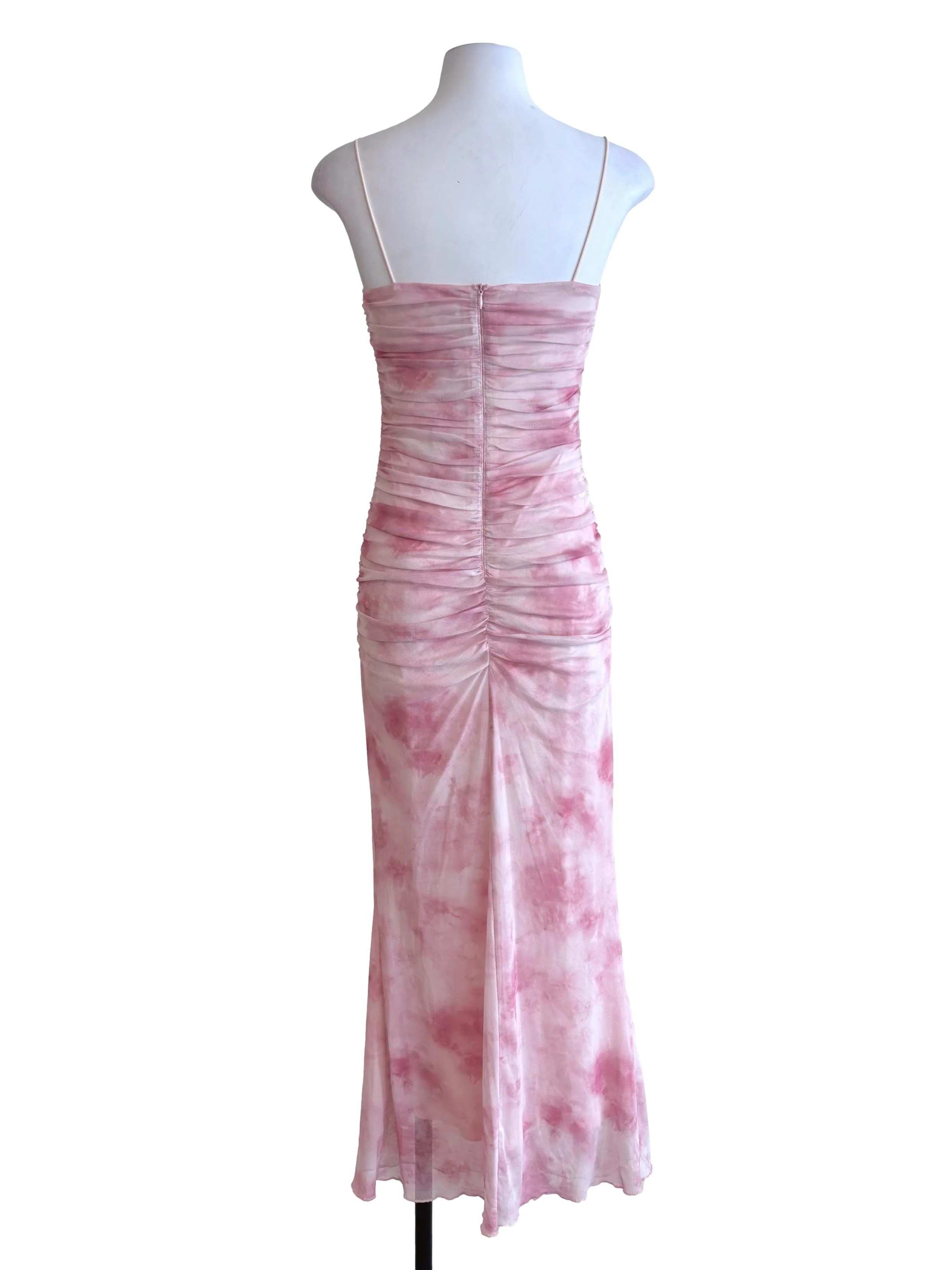 Light Pink Tie Dye Mesh Fitted Dress - Image 2