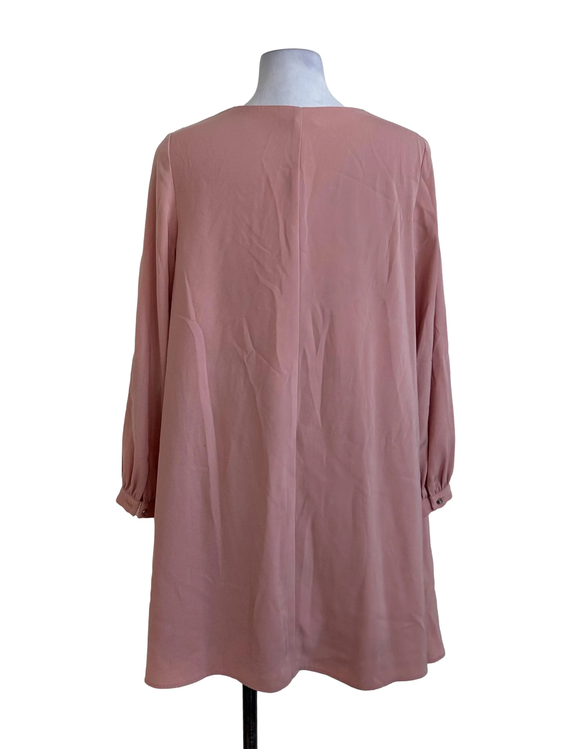 Light Pink V Neck Long Sleeve Dress - Image 2
