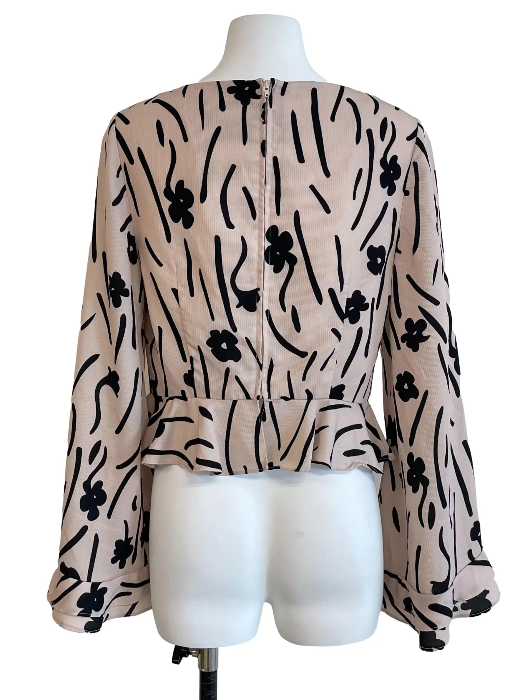 Light Sepia Pleats Square Neck Peplum Top - Image 2