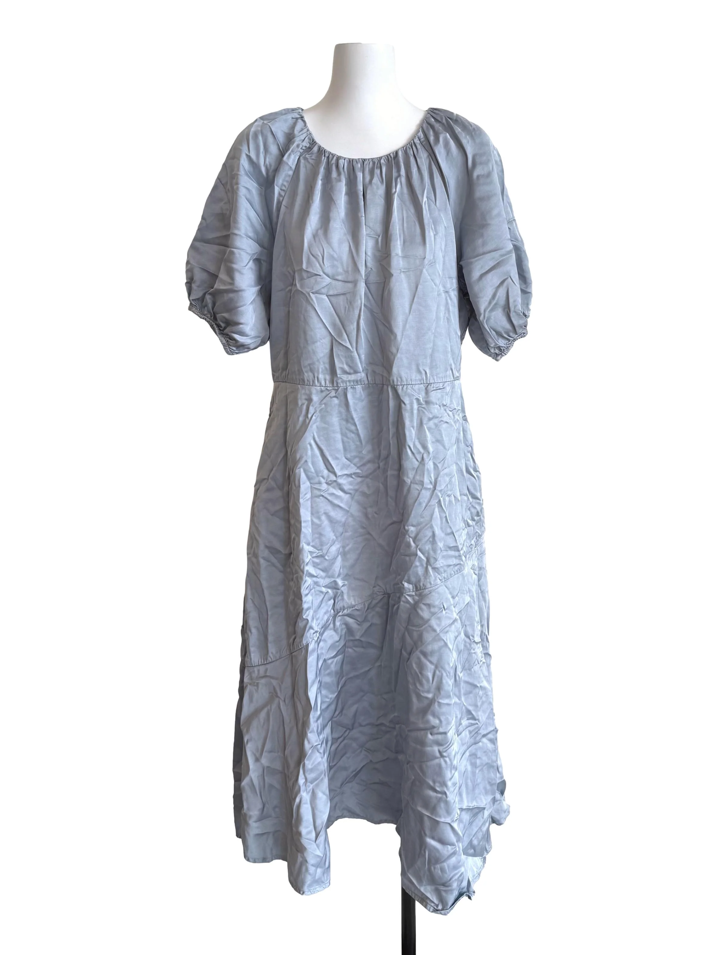 Light Stone Satin Peasant Dress