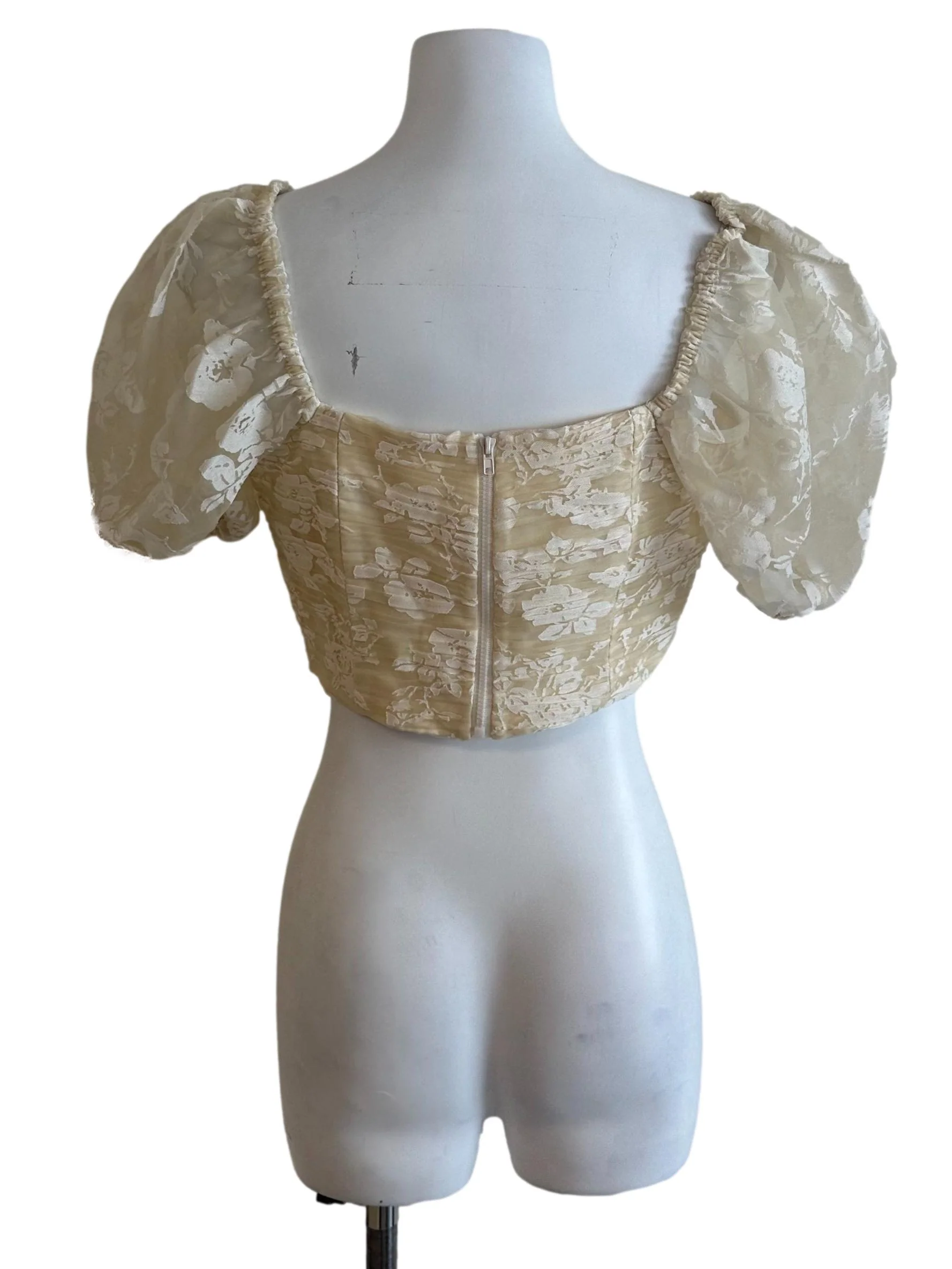 Light Yellow Pattern Pleated Top - Image 2